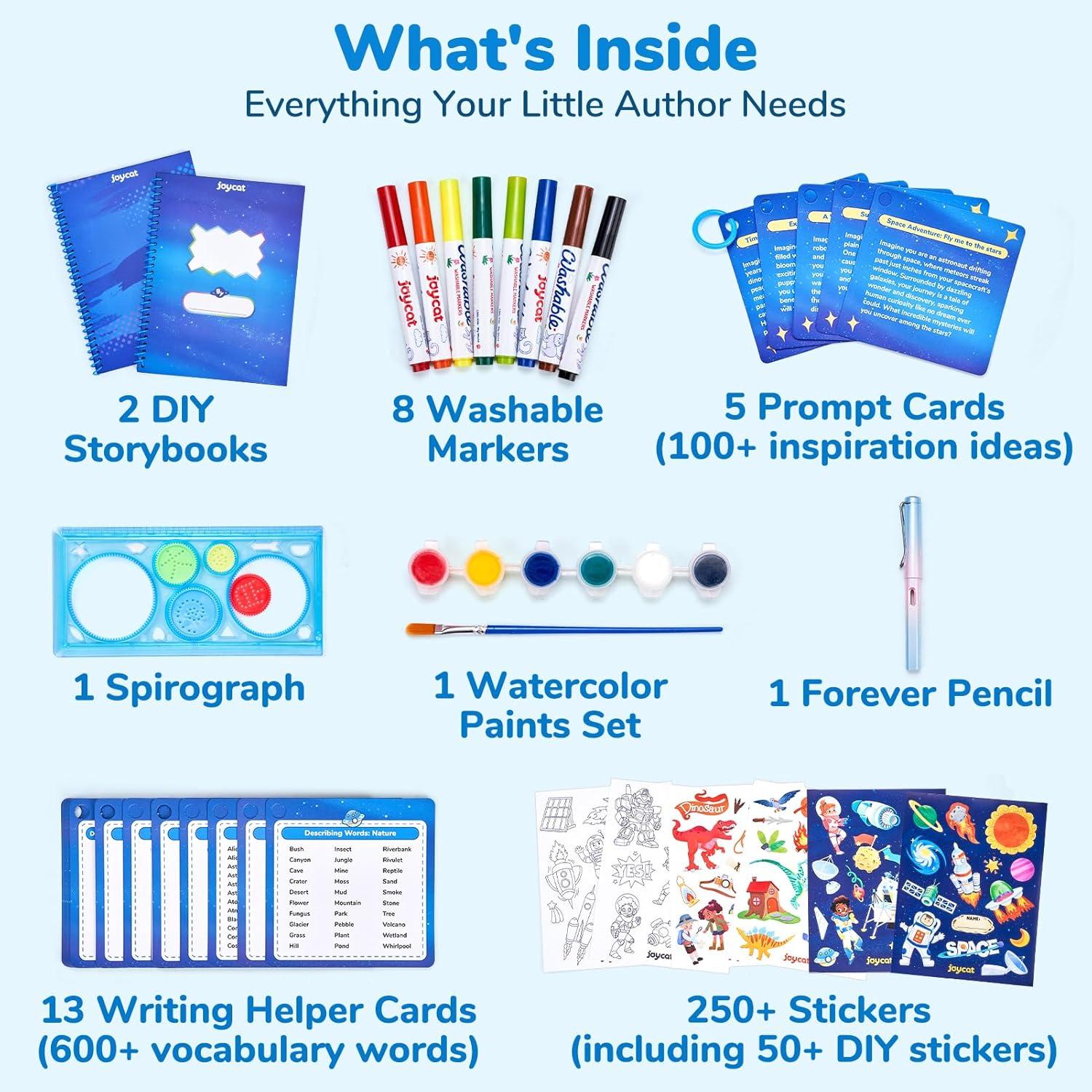 Adventure Storybook Art Starter Kit, Creative Writing for Kids, Write Your Own Book, Art Kit for Kid 6-9, DIY Craft, Scrapbooking & Journal Supplies, Hardcover Comic Book Making Kit, Christmas Gift(Adventure Creative Kit)