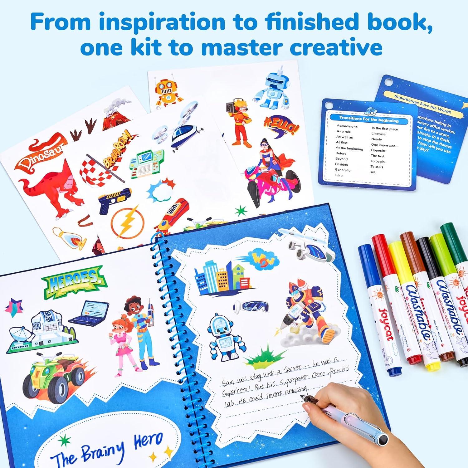 Adventure Storybook Art Starter Kit, Creative Writing for Kids, Write Your Own Book, Art Kit for Kid 6-9, DIY Craft, Scrapbooking & Journal Supplies, Hardcover Comic Book Making Kit, Christmas Gift(Adventure Creative Kit)
