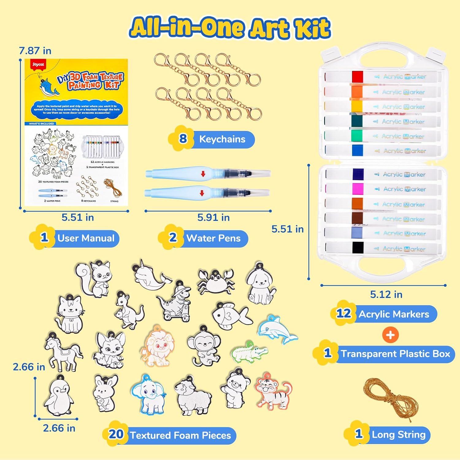 JoyCat DIY Wooden Magnets Kit + Animals Magic Puffy Paint Kit