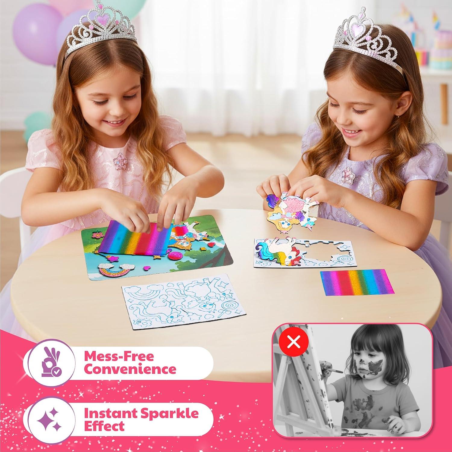 JoyCat 24 Pack Foil Craft Party Favors,No Mess Arts and Crafts for Kids,Goodie Bag Stuffers,DIY Creative Activity, Valentines Birthday Gift for Girls Boys 4 5 6 7 8 9 Years Old