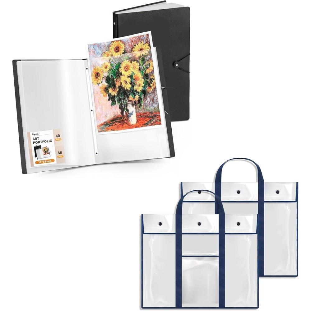 JoyCat Art Portfolio Binder 12×18 inches & Large Poster Storage Bag Bulletin Board Holder