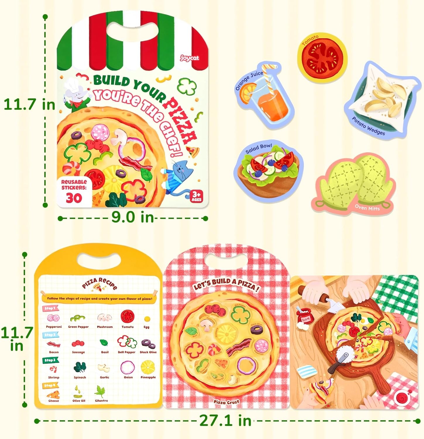 JoyCat Reusable Sticker Book – Jelly Stickers for Toddlers, Kids Sticker Activity Book + Wooden Thick Alphabet Magnets