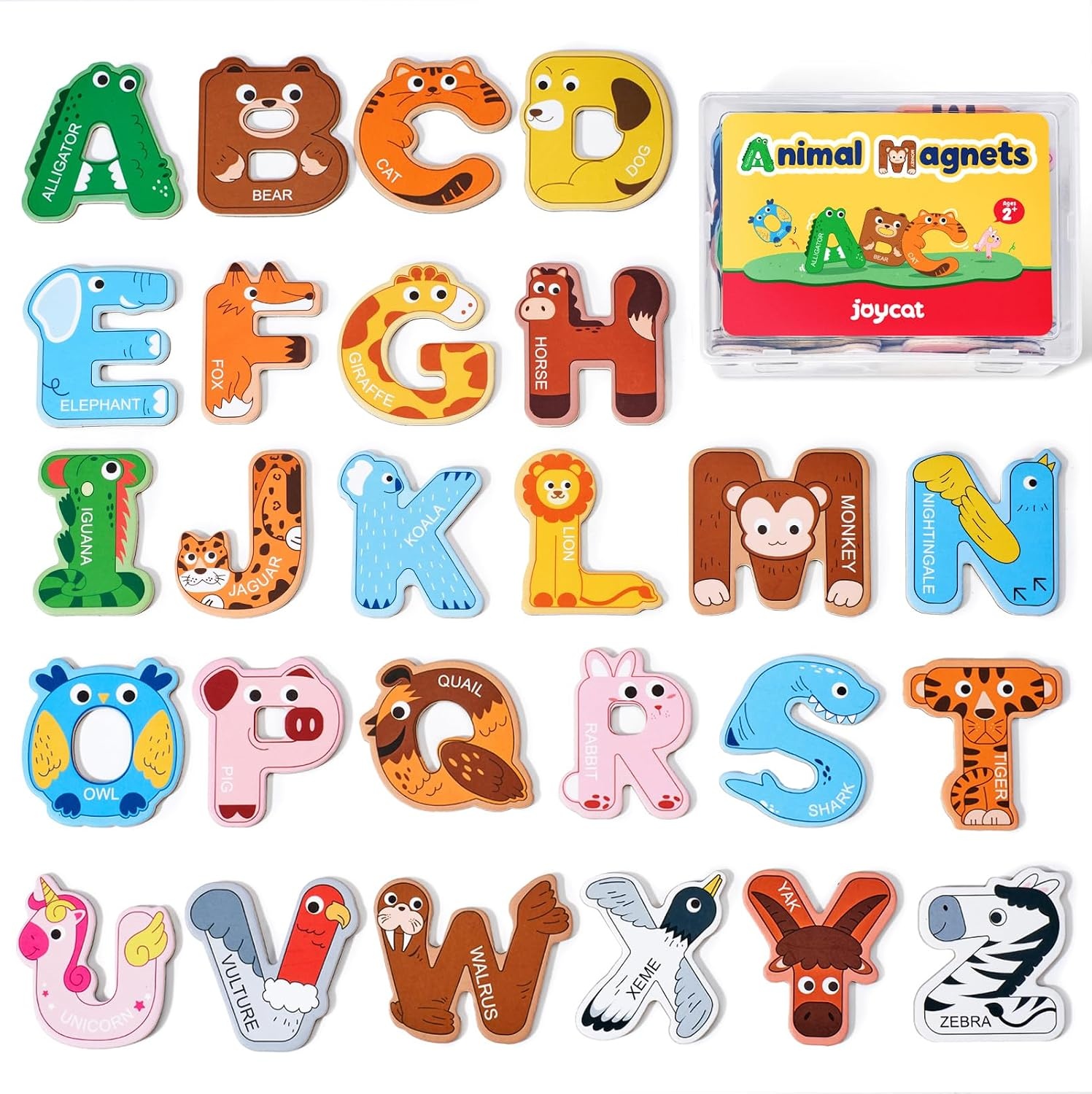 JoyCat Reusable Sticker Book – Jelly Stickers for Toddlers, Kids Sticker Activity Book + Wooden Thick Alphabet Magnets
