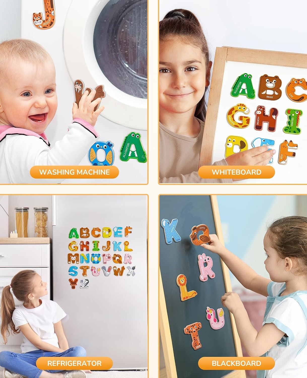 JoyCat Reusable Sticker Book – Jelly Stickers for Toddlers, Kids Sticker Activity Book + Wooden Thick Alphabet Magnets