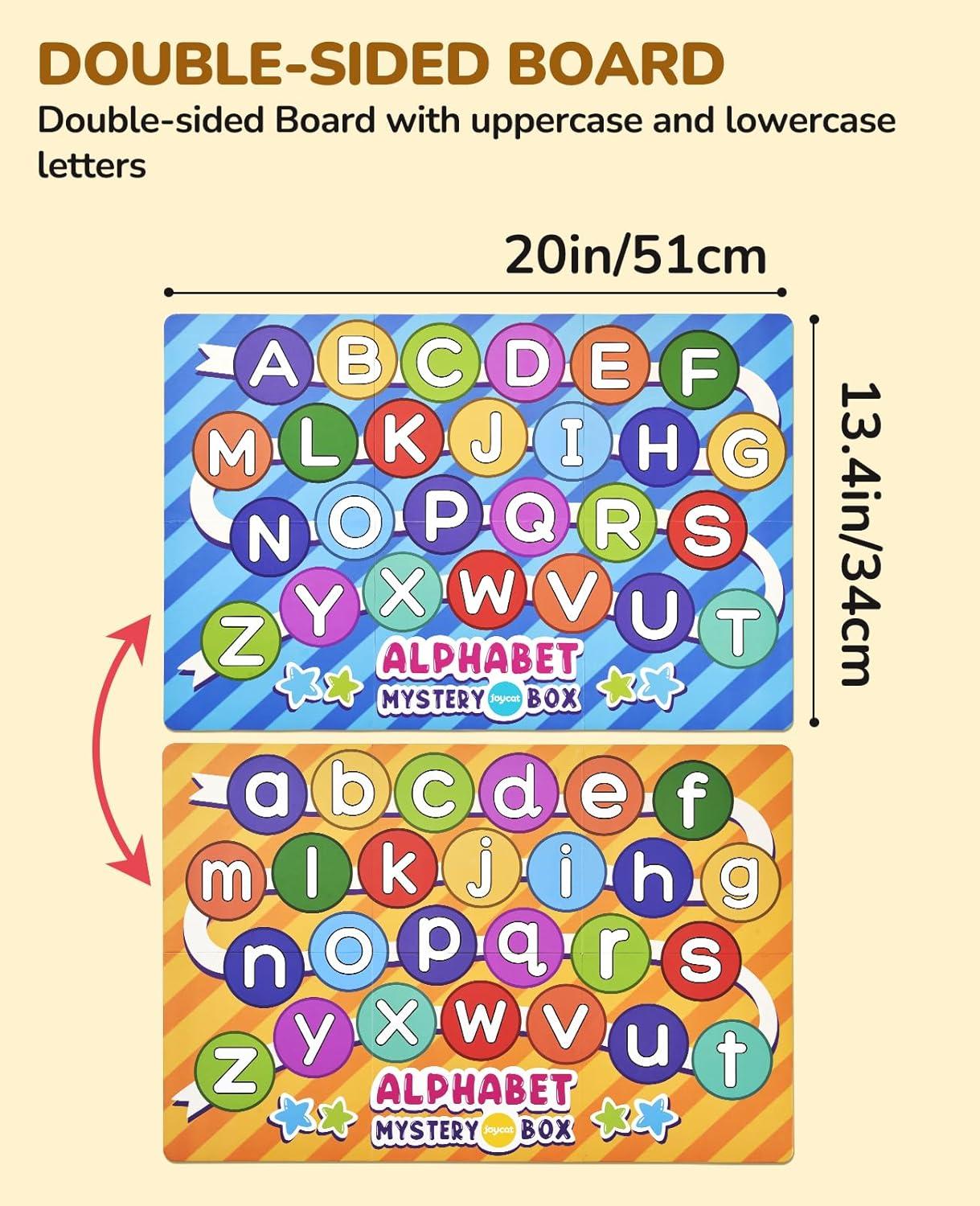 JoyCat Mystery Alphabet Box+Phonics Word Magnetic Letter Tiles-JoyCat 265 Alphabet Tiles, Magnetic Letters Kit with Word-Building Folder and Storage Case, Kindergarten Phonics Awareness, Science of Re
