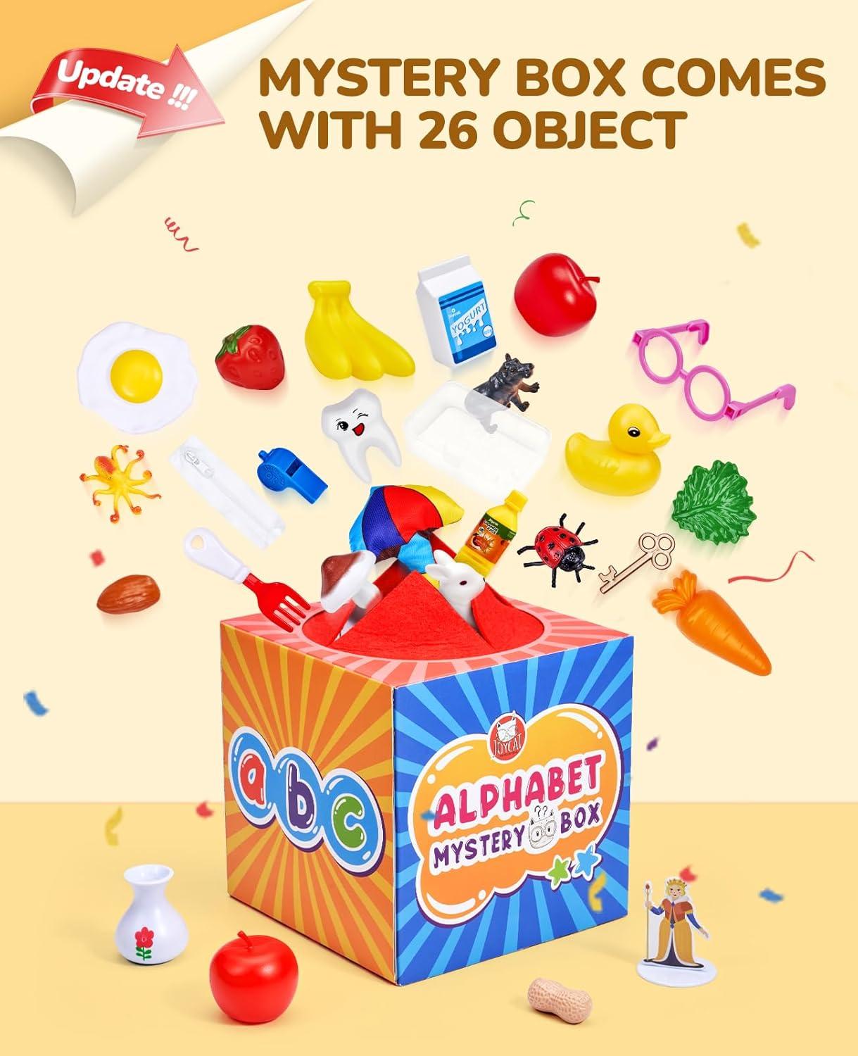 JoyCat Mystery Alphabet Box+Phonics Word Magnetic Letter Tiles-JoyCat 265 Alphabet Tiles, Magnetic Letters Kit with Word-Building Folder and Storage Case, Kindergarten Phonics Awareness, Science of Re