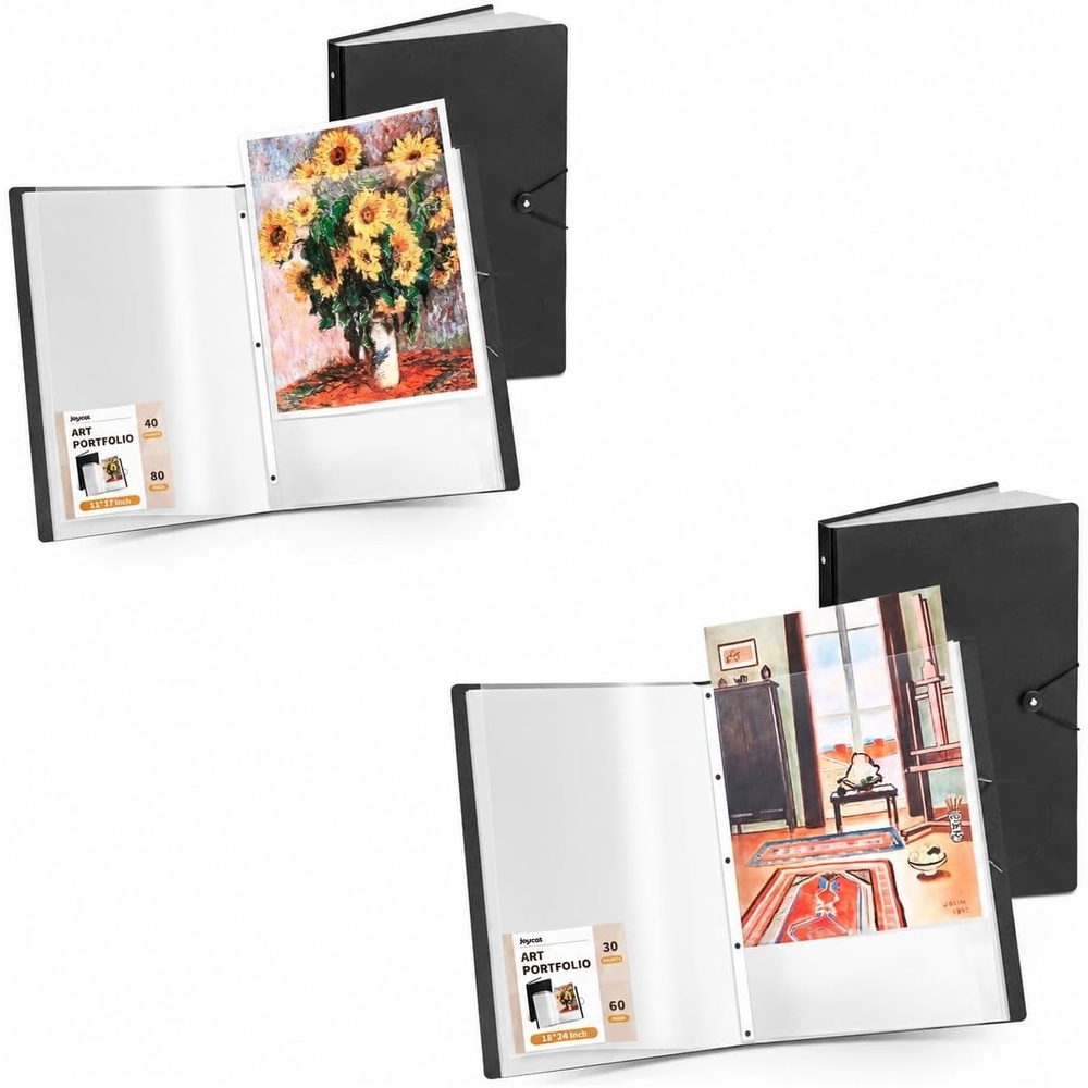 JoyCat Art Portfolio Binder 11″x17″ + 18″x24″,30 Pockets Art Folder with Clear View Pages, 60 Sheets Presentation Binder