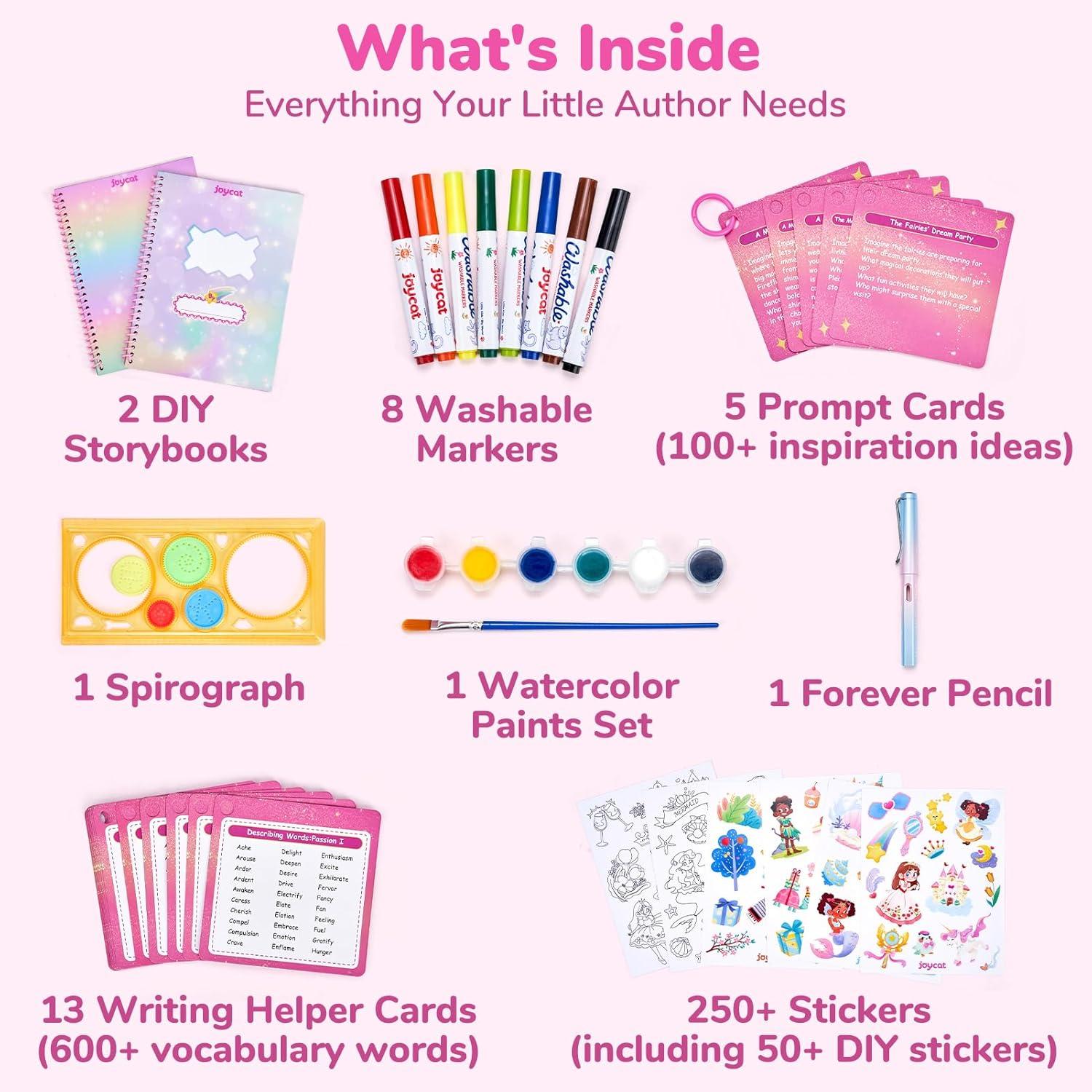 Adventure Storybook Art Starter Kit, Creative Writing for Kids, Write Your Own Book, Art Kit for Kid 6-9, DIY Craft, Scrapbooking & Journal Supplies, Hardcover Comic Book Making Kit, Christmas Gift(Fantasy Creative Kit)