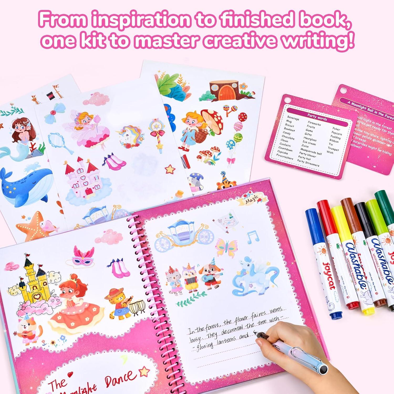 Adventure Storybook Art Starter Kit, Creative Writing for Kids, Write Your Own Book, Art Kit for Kid 6-9, DIY Craft, Scrapbooking & Journal Supplies, Hardcover Comic Book Making Kit, Christmas Gift(Fantasy Creative Kit)