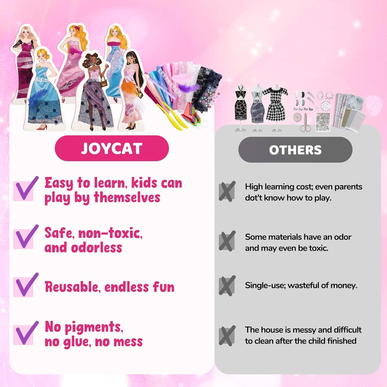 Poke-in Craft Kit for Girls, 3D Castle Princess Dress Up DIY Set with Fairy Tale Castle Scene, Paper Craft Kits, Mess-Free Creative Activity, Arts and Crafts & Birthday Gift for Girls Age 4-8 Year Old(Dress Up Fashion Kit)
