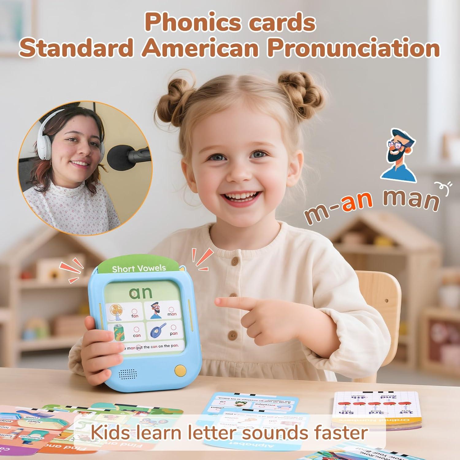 JoyCat Bilingual Spanish & English Learning Tablet, Tap-to-Read System with Interactive Games, Montessori Toy for Alphabet, Phonics, Words, Simple Math, Colors, Shapes & Songs, Learning Gifts