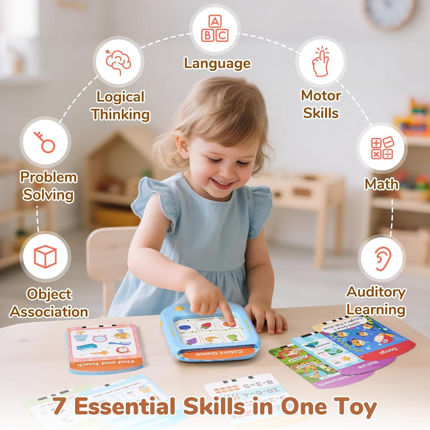 JoyCat Bilingual Spanish & English Learning Tablet, Tap-to-Read System with Interactive Games, Montessori Toy for Alphabet, Phonics, Words, Simple Math, Colors, Shapes & Songs, Learning Gifts