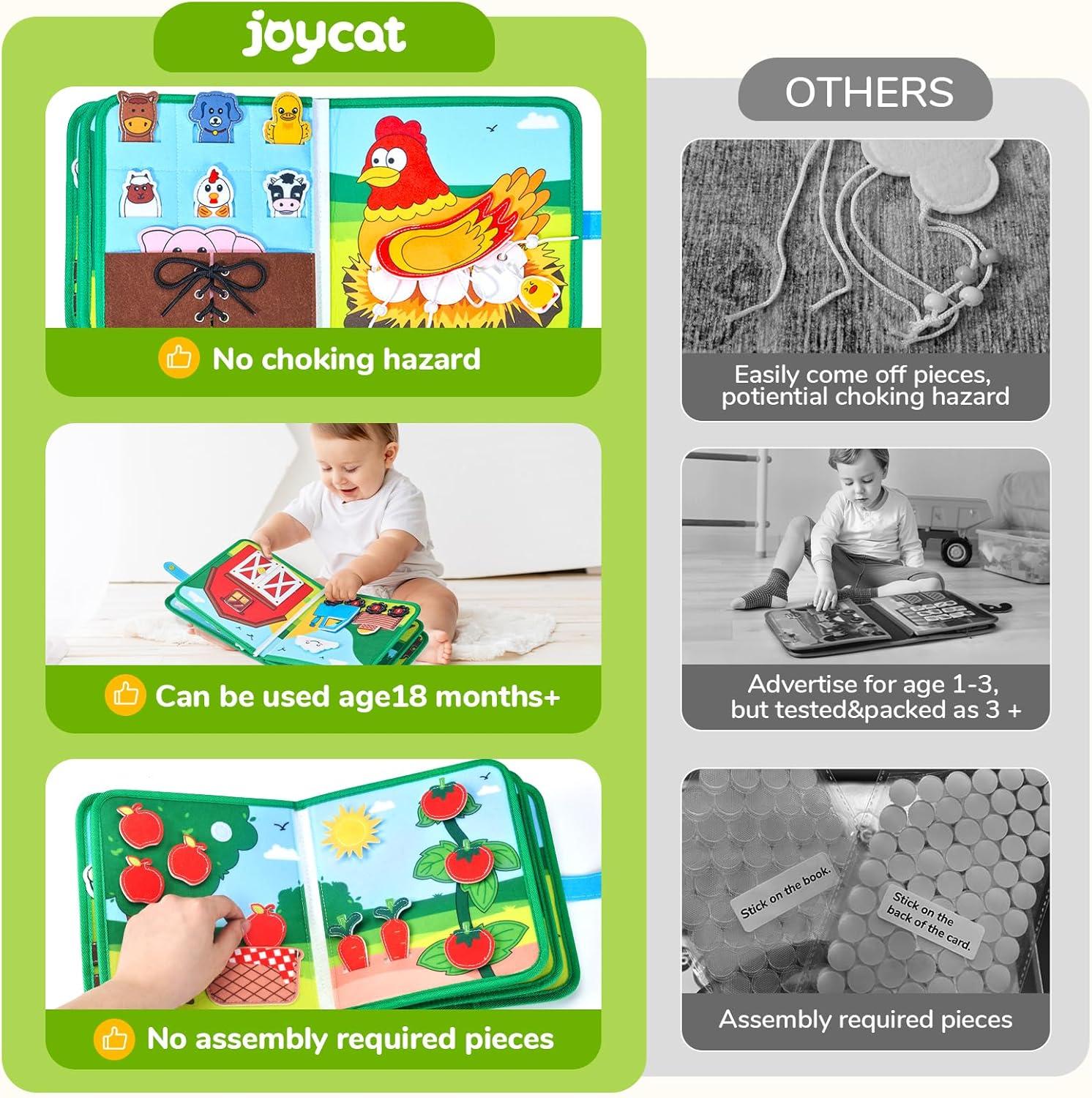 JoyCat Farm Busy Book for Toddlers 1-3 – 1 Year Old Boys Girls Gifts Toys + Magnetic Letters, Animal Fridge Magnets for Toddlers & Kids, 26 Large Soft PVC Uppercase Alphabet ABC Refrigerator Magnets