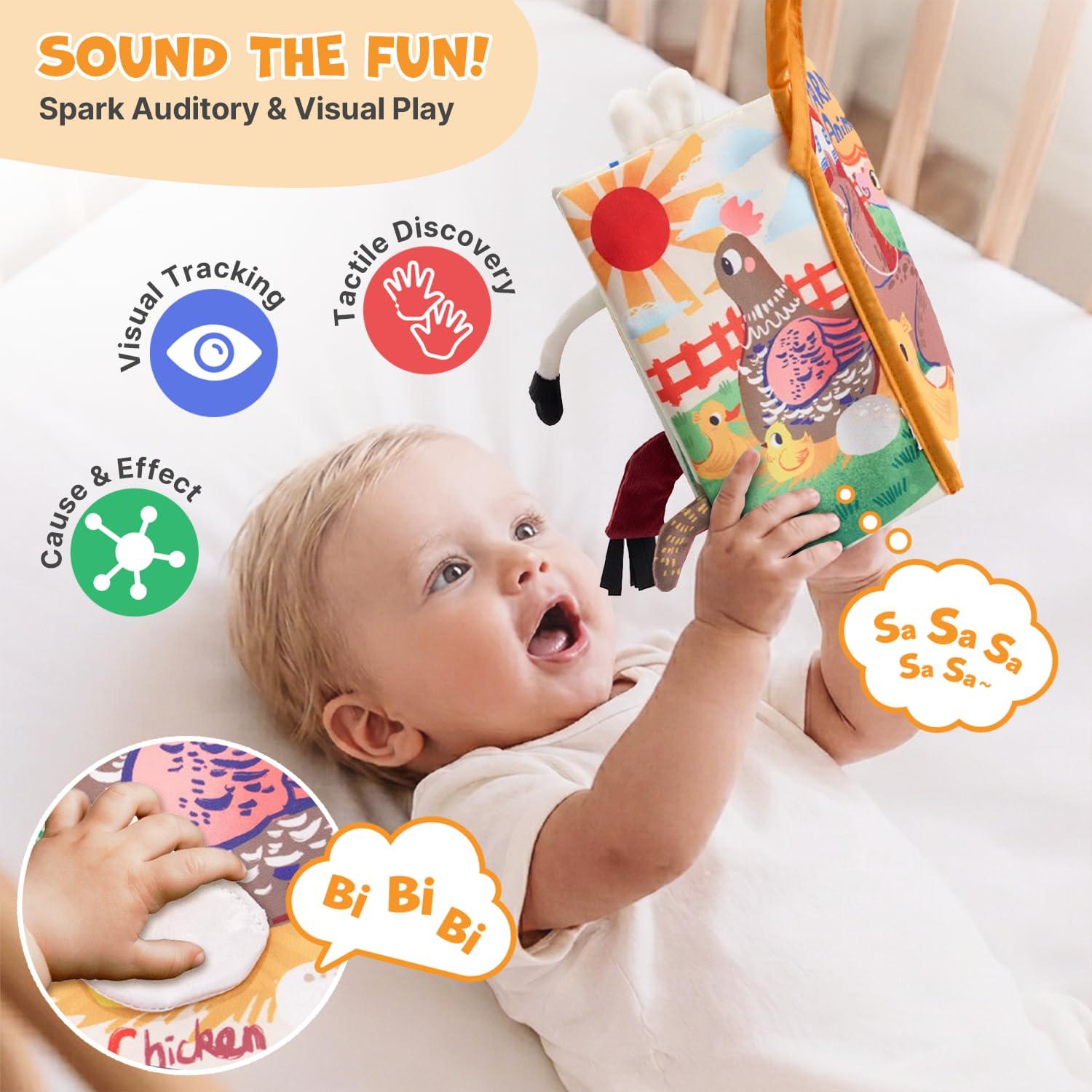 JoyCat Baby Toys 6-12 Months, Montessori Sensory Baby Toy Set with Stacking Cups, Soft Blocks, Tissue Box Toy, Spinner Toys, Sensory Balls, Cloth Book, Infant Learning Toys, Baby Gift for Boys & Girls
