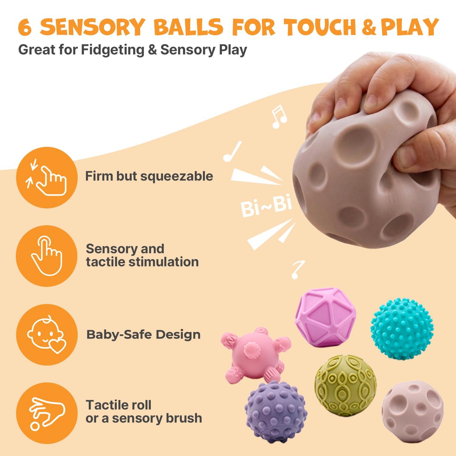 JoyCat Baby Toys 6-12 Months, Montessori Sensory Baby Toy Set with Stacking Cups, Soft Blocks, Tissue Box Toy, Spinner Toys, Sensory Balls, Cloth Book, Infant Learning Toys, Baby Gift for Boys & Girls