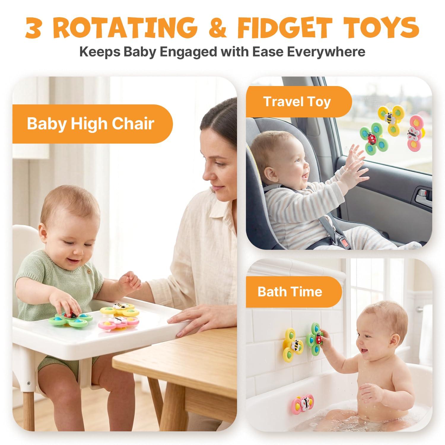 JoyCat Baby Toys 6-12 Months, Montessori Sensory Baby Toy Set with Stacking Cups, Soft Blocks, Tissue Box Toy, Spinner Toys, Sensory Balls, Cloth Book, Infant Learning Toys, Baby Gift for Boys & Girls