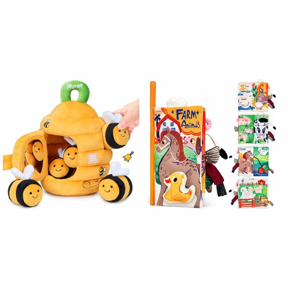 JoyCat Baby Toys 6-12 Months Farm Baby Books Toys 0-6 Months, Touch and Feel Tummy Time Crinkle Cloth Book for Infant 0-3-6-12-18 Months, Travel Toy Baby Shower Newborn Gifts for Boys Girls