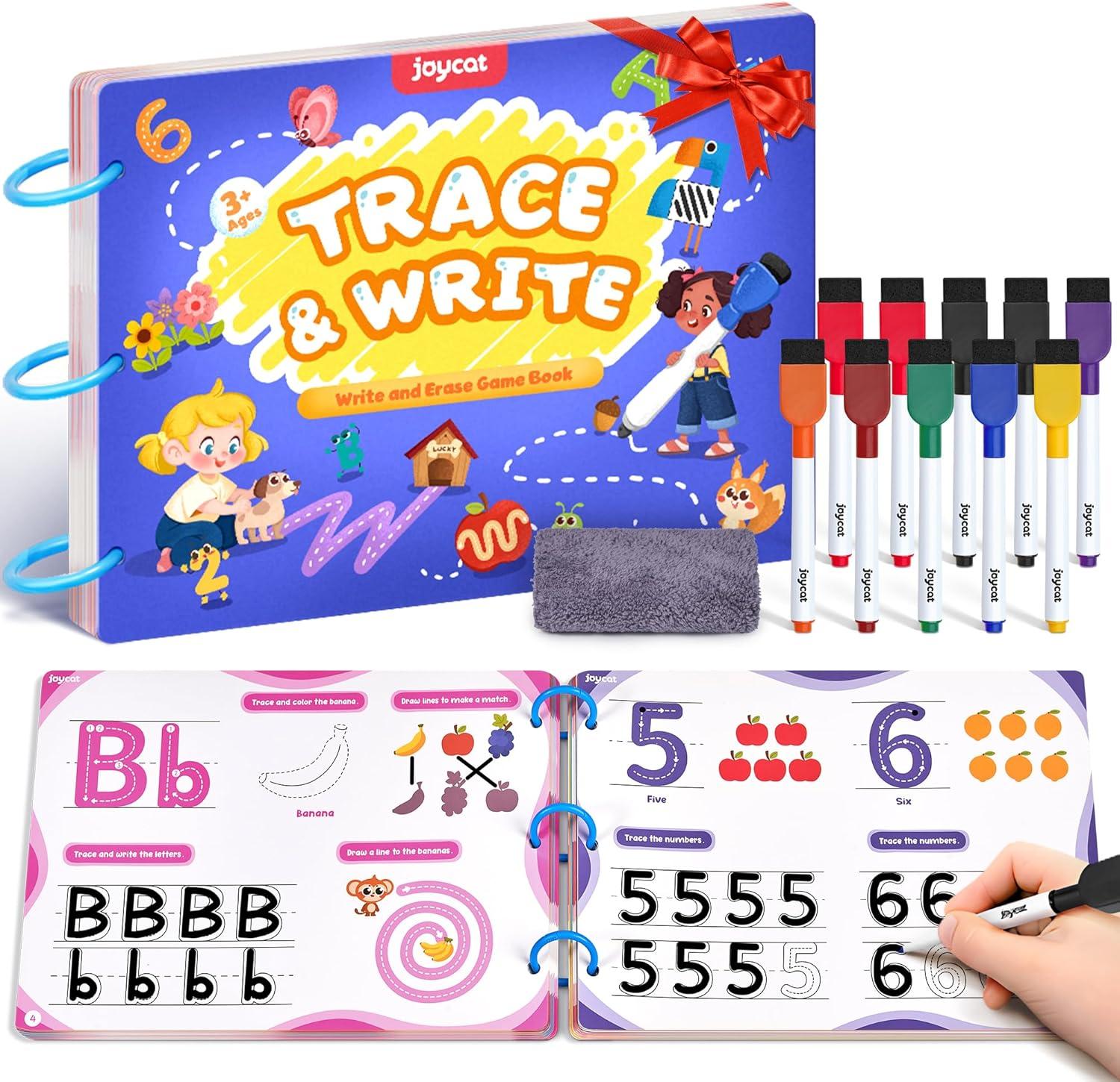 JoyCat Preschool Learning Activities, Handwriting Practice for Kids Toddlers Search and Find Activity Mats, Reusable Sticker Books for Toddlers, Travel Toys for Car Airplane Road Trips