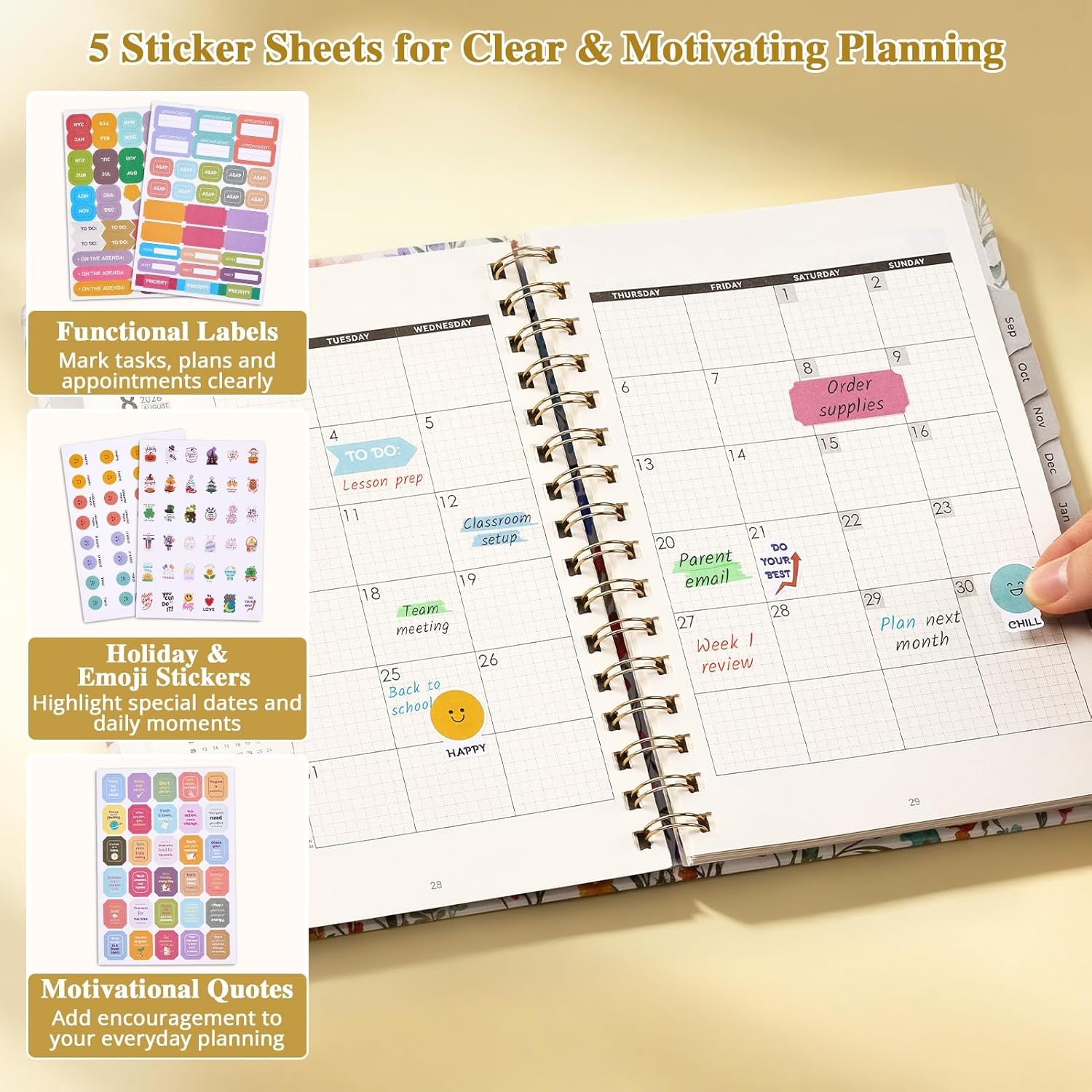 JoyCat Academic Midnight Garden + Wildflowers Planner 2026-2027, July 2026 – June 2027, A5 Weekly & Monthly Planner for Teachers & Students