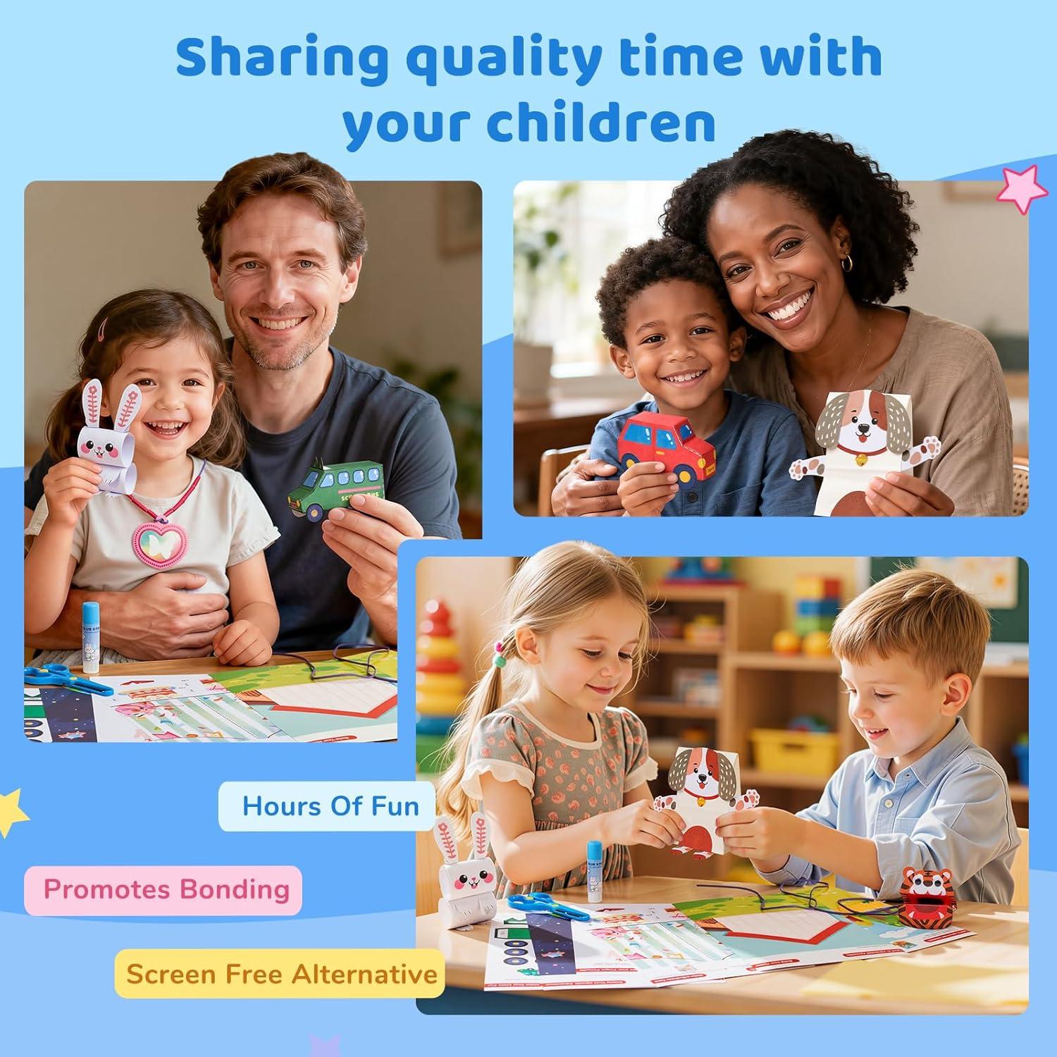 JoyCat Craft Box for Kids Ages 4-8 – 23 Mess-Free Paper Arts and Crafts Kits, Educational Preschool & Homeschool Art Projects – LED Light-Up DIY Craft Gifts for Boys & Girls
