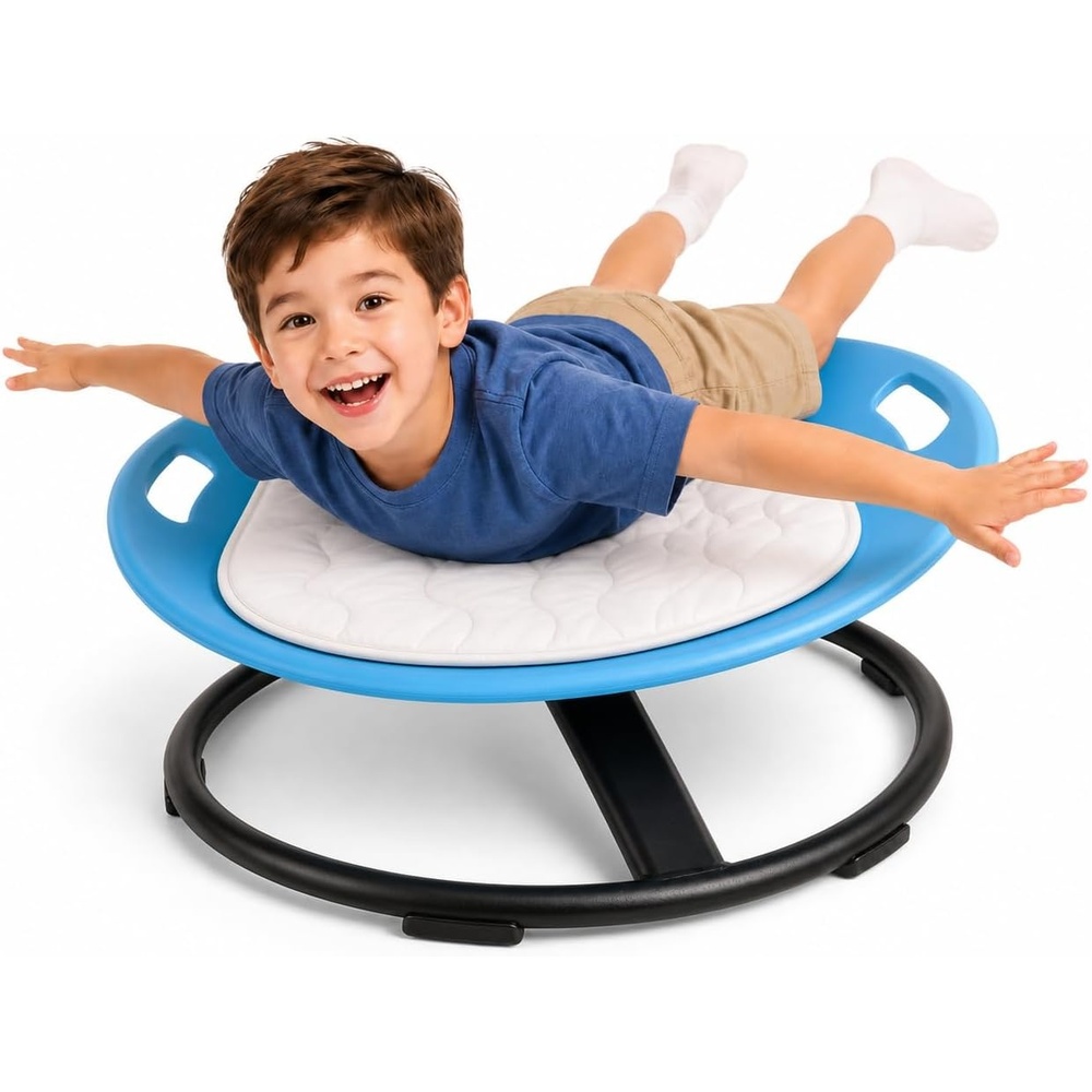 JOYCAT Spinning Sensory Chair for Kids, 360° Sensory Swivel Chair with Soft Washable Cushion,Grip Handles & Anti-Slip Base, 220LBS Kids Spin Chair for Autism Sensory Play, Classroom & Calm Corner,Blue(Blue)