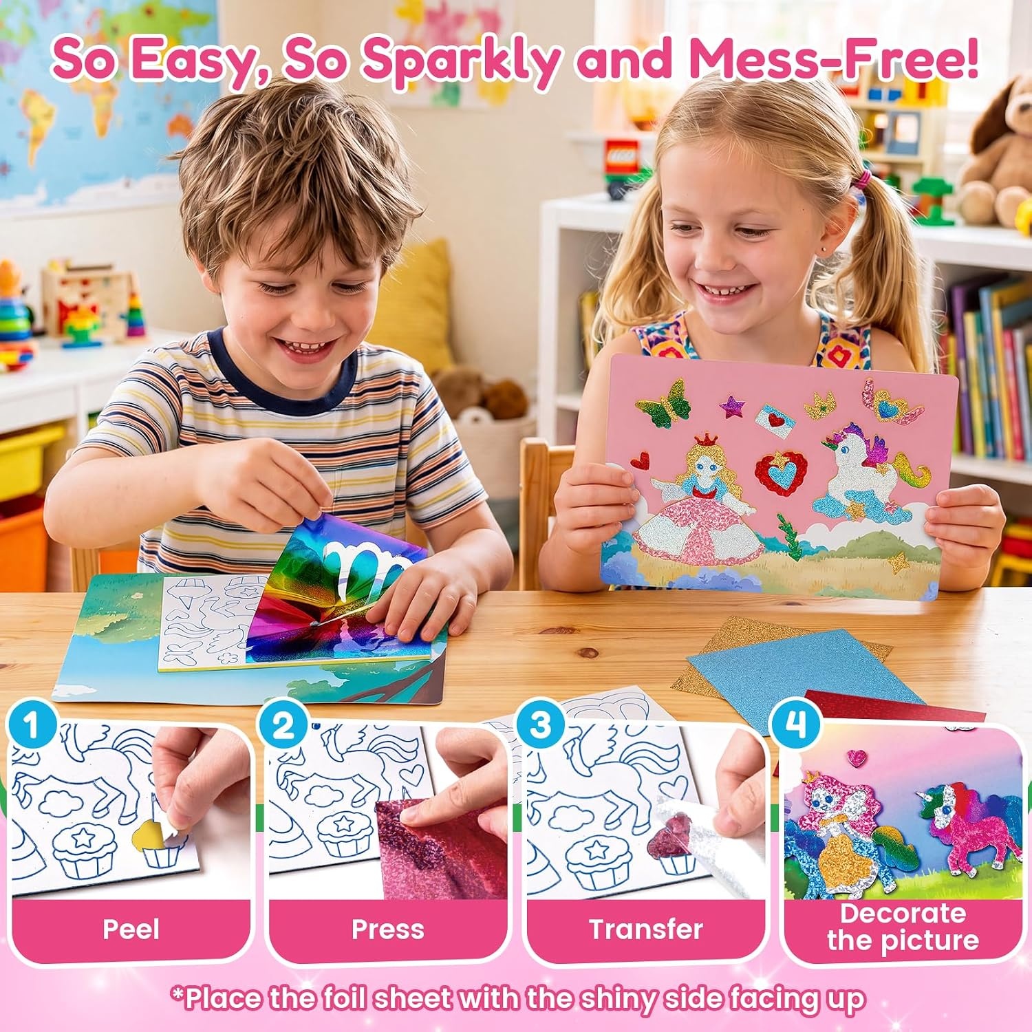 JoyCat 24 Pack Dinosaur Foil Art Party Favors, Craft Kits for Kids Ages 4-9(Unicorn)