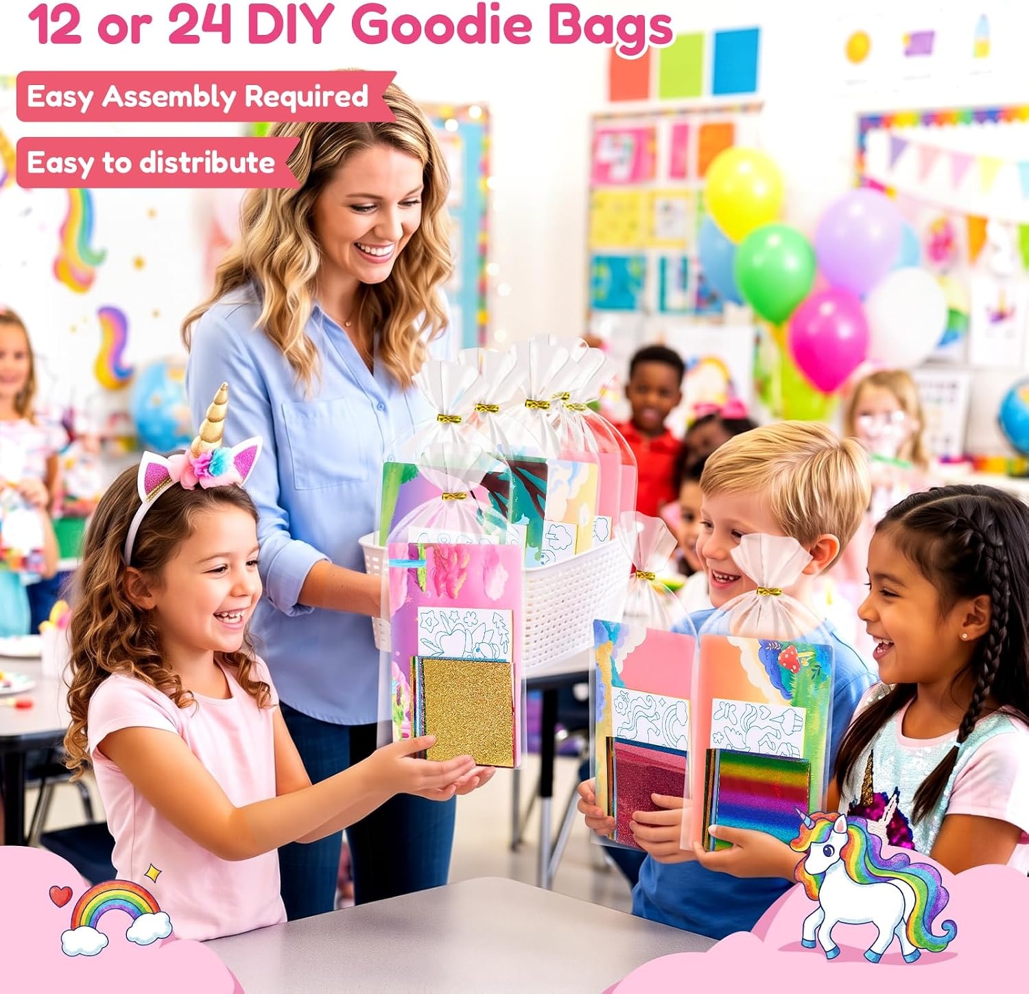 JoyCat 24 Pack Dinosaur Foil Art Party Favors, Craft Kits for Kids Ages 4-9(Unicorn)