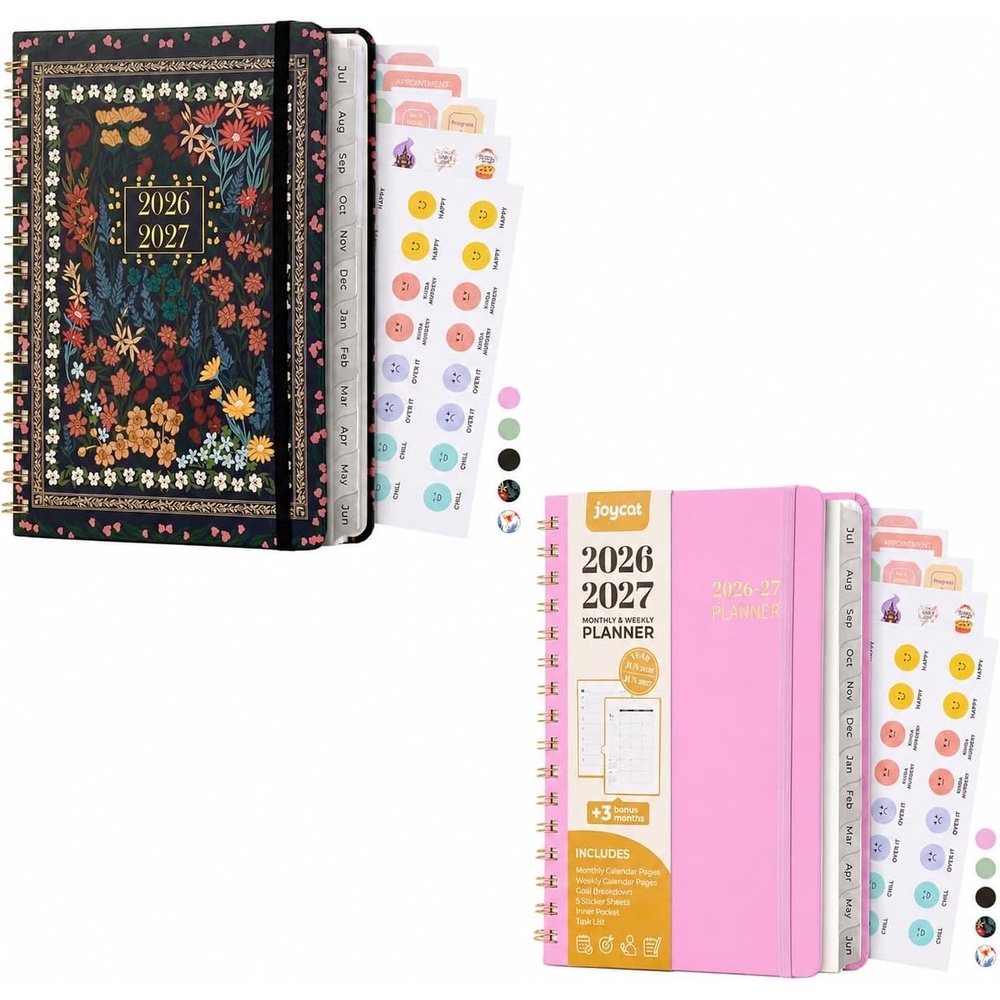 JoyCat Academic Midnight Garden + Pink Planner 2026-2027, July 2026 – June 2027, A5 Weekly & Monthly Planner for Teachers & Students
