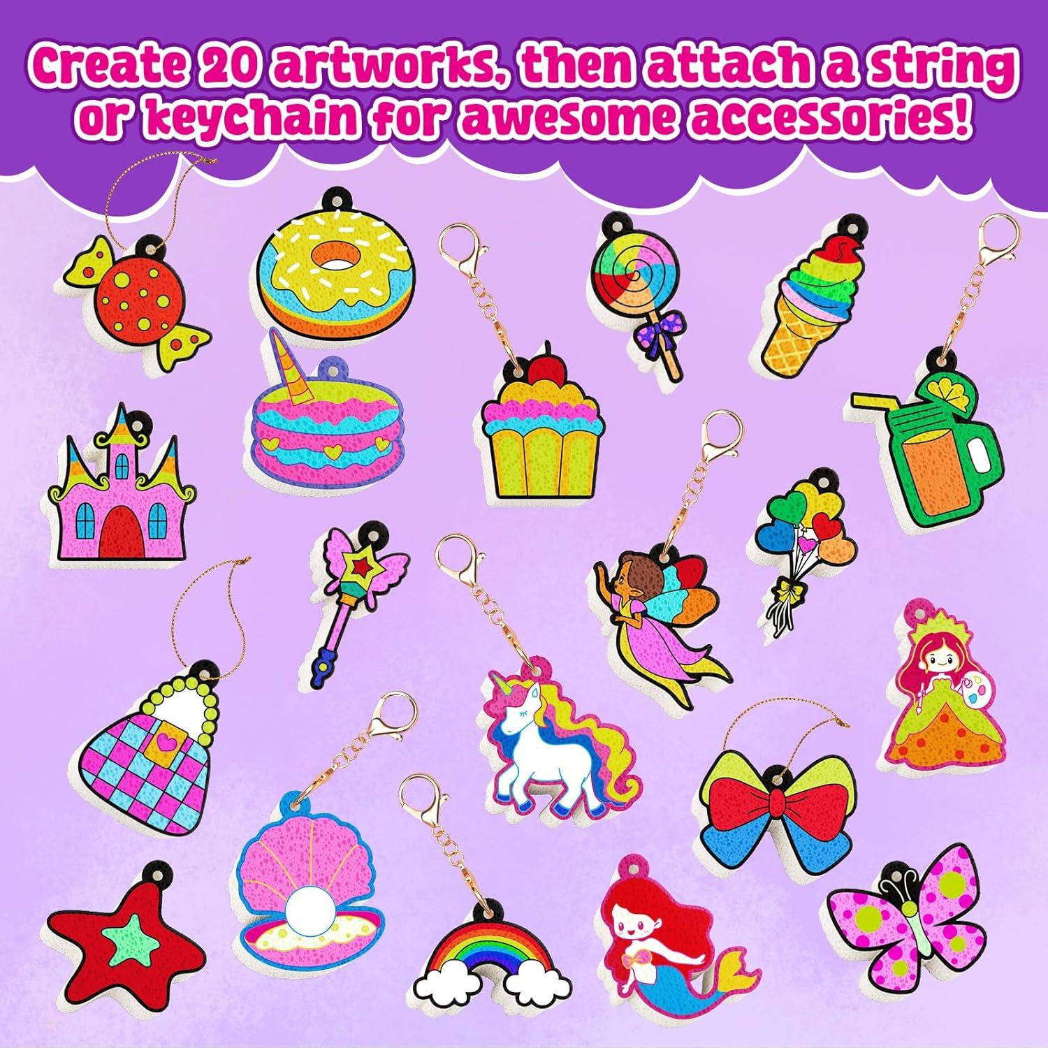JoyCat 3D Art Kit- DIY Foam Texture Painting Kit, Animals Magic Puffy Paint Kit, 20 Pcs Mess-Free Paint Craft for Kids, DIY Color Activity, Creative Gift for Girls & Boys Ages 4, 5, 6, 7, 8, 9, 10(Unicorn & Princess)