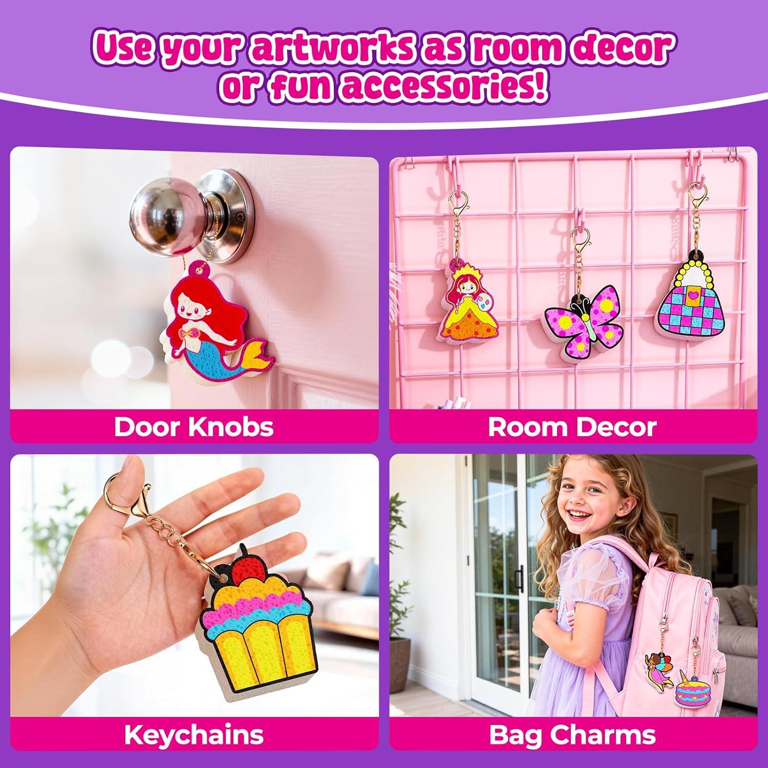 JoyCat 3D Art Kit- DIY Foam Texture Painting Kit, Animals Magic Puffy Paint Kit, 20 Pcs Mess-Free Paint Craft for Kids, DIY Color Activity, Creative Gift for Girls & Boys Ages 4, 5, 6, 7, 8, 9, 10(Unicorn & Princess)