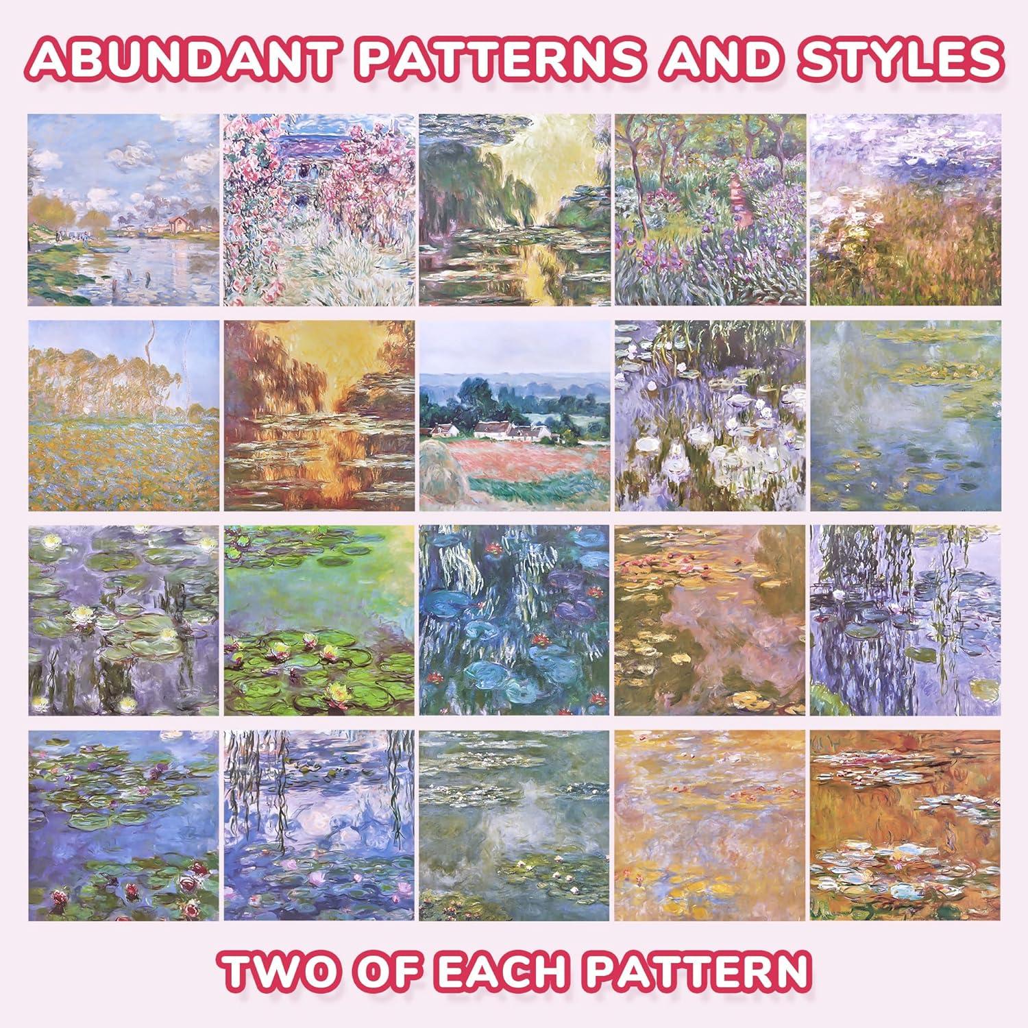 Dreamy Fantasy Origami Paper – 50 Sheets 6×6 Inches – Double-Sided Ethereal Patterns for Magic, Mythical & Celestial Crafts – for Adults, Kids & Artists, Ideal for Scrapbooking.(Claude Monet)