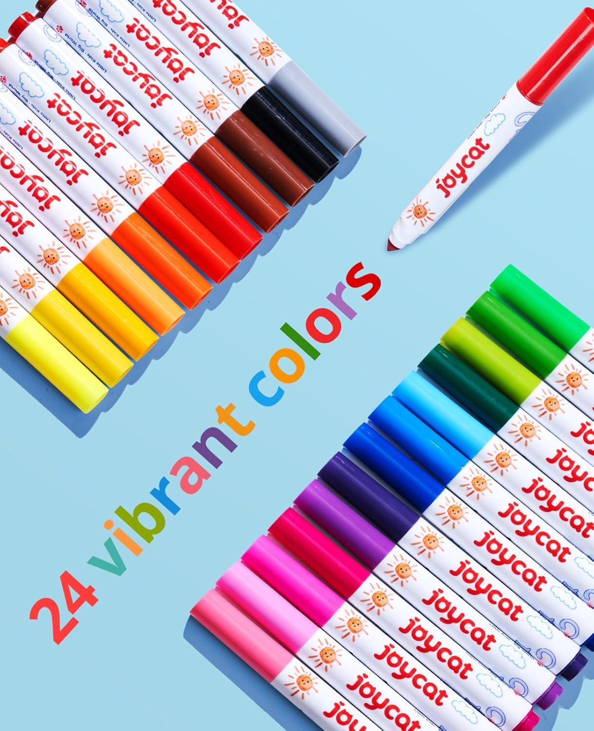 JoyCat 40 Colors Washable Markers Mega Pack, Deluxe Art Set with DIY Coloring Fabric Bag, Portable Broad Line Markers for Kids, Creative Art & Crafts Gift for Boys Girls Ages 4-12(24)