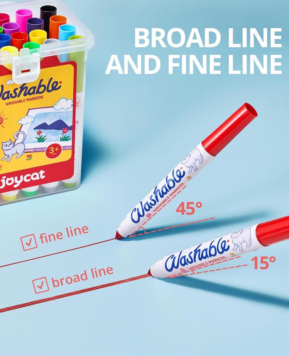 JoyCat 40 Colors Washable Markers Mega Pack, Deluxe Art Set with DIY Coloring Fabric Bag, Portable Broad Line Markers for Kids, Creative Art & Crafts Gift for Boys Girls Ages 4-12(24)