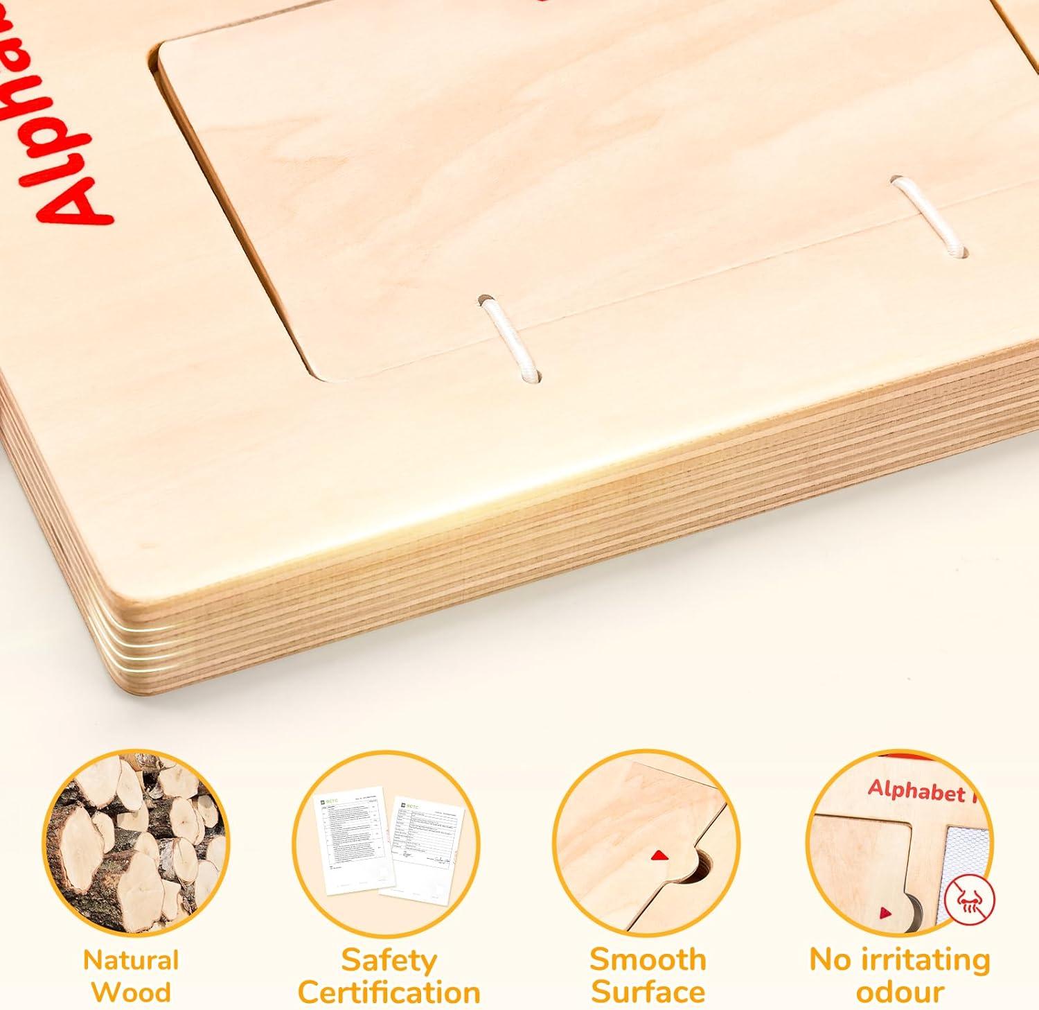 JoyCat Wooden Letter Tracing Board for Toddlers 3-5, Magnetic Alphabet & Number Writing Practice Board with 36 Double-Sided Cards, Reusable Preschool Handwriting Toy, Travel Learning Activity