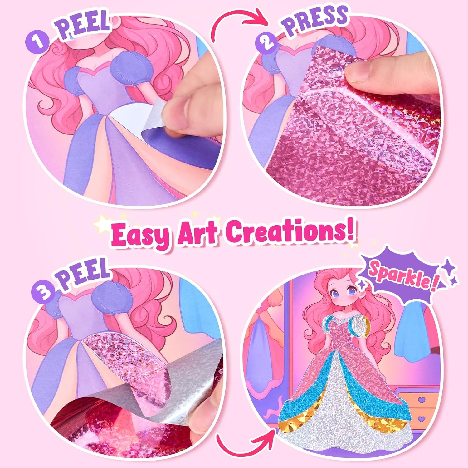 JoyCat Paint with Water Coloring Books & Shimmer Art (Bugs & Blossoms)(Princess & Magical Pony 1)