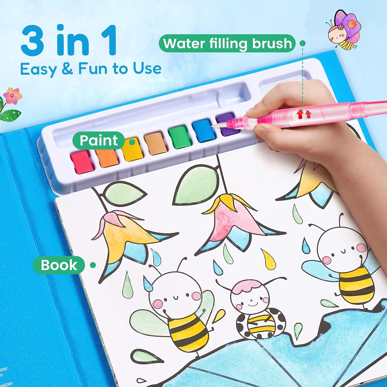 JoyCat Paint with Water Coloring Books for Toddlers (Bugs & Blossoms)(Bugs & Blossoms)