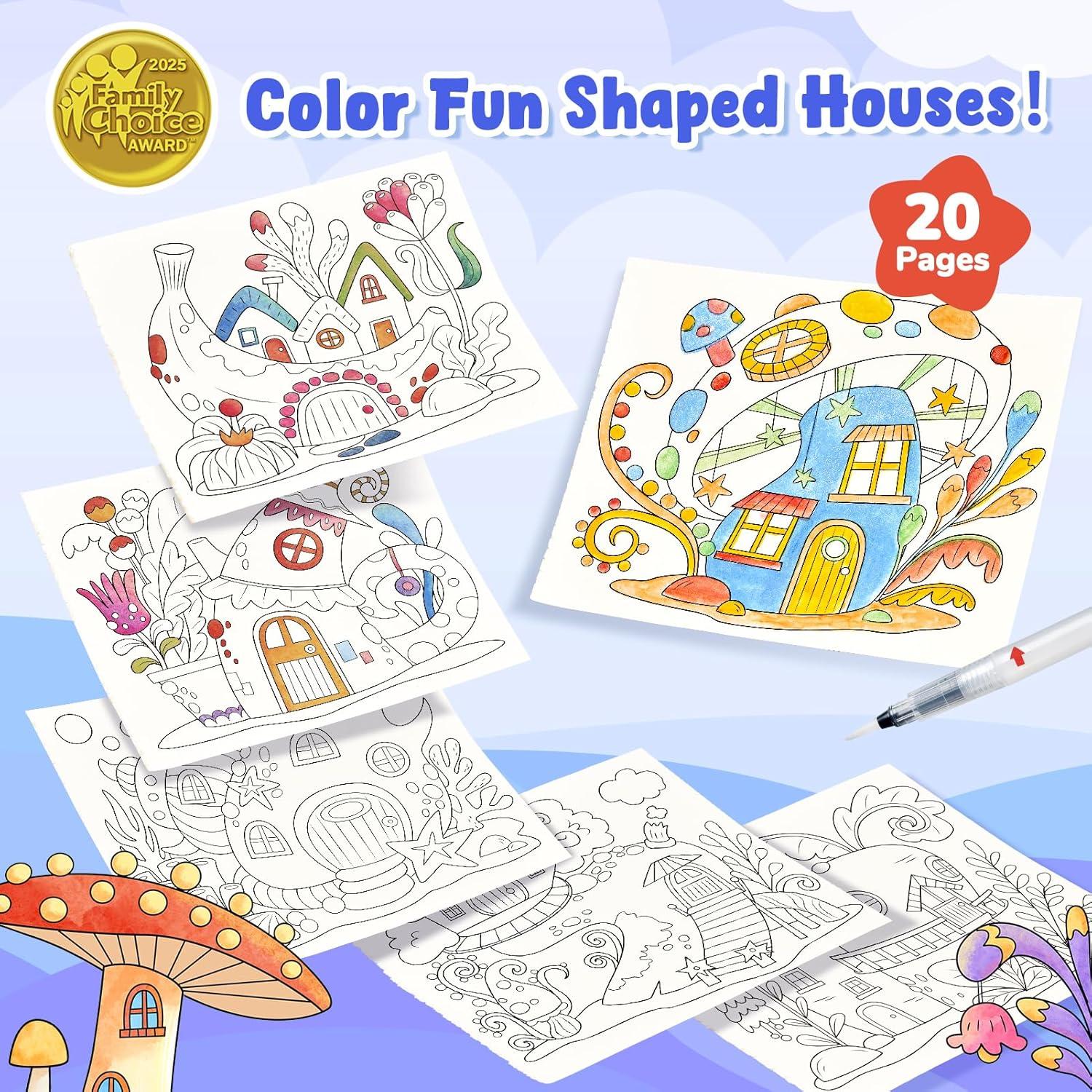 JoyCat Paint with Water Coloring Books for Toddlers, Watercolor Painting Sets for Kids Ages 3-5 4-8, Arts and Crafts Drawing Activities Toy Birthday Gift for Boys Girls (Comics)(Magic Playhouse)