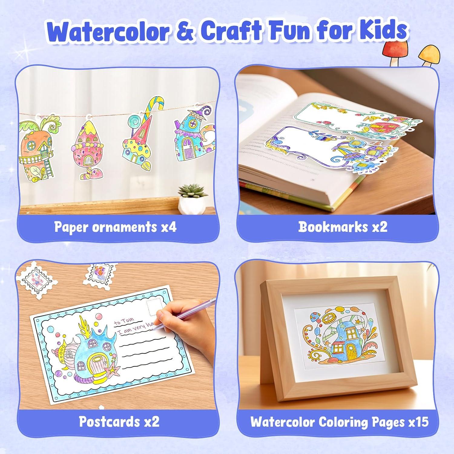 JoyCat Paint with Water Coloring Books for Toddlers, Watercolor Painting Sets for Kids Ages 3-5 4-8, Arts and Crafts Drawing Activities Toy Birthday Gift for Boys Girls (Comics)(Magic Playhouse)