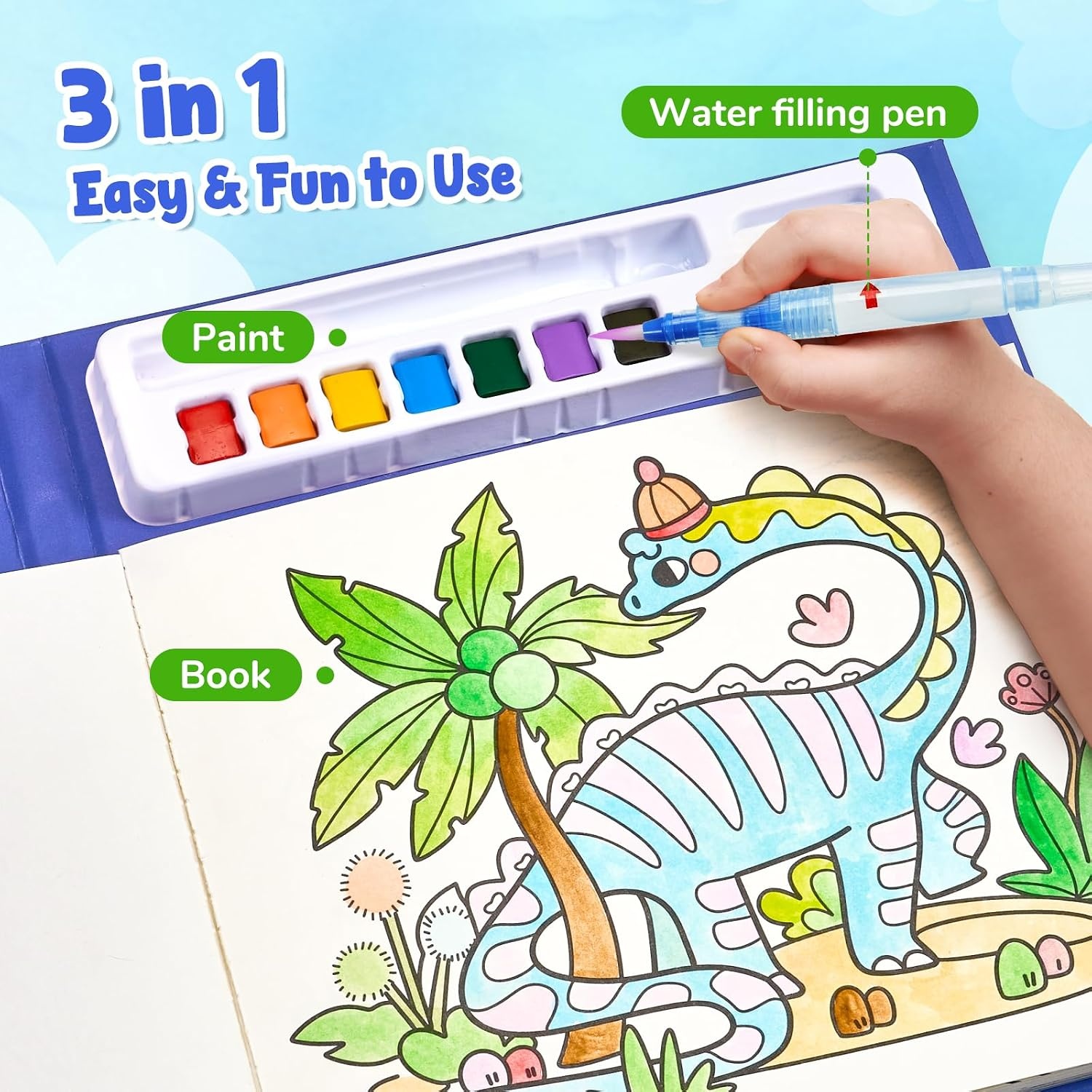 JoyCat Paint with Water Coloring Books & Shimmer Art (Fairy)(Blue)