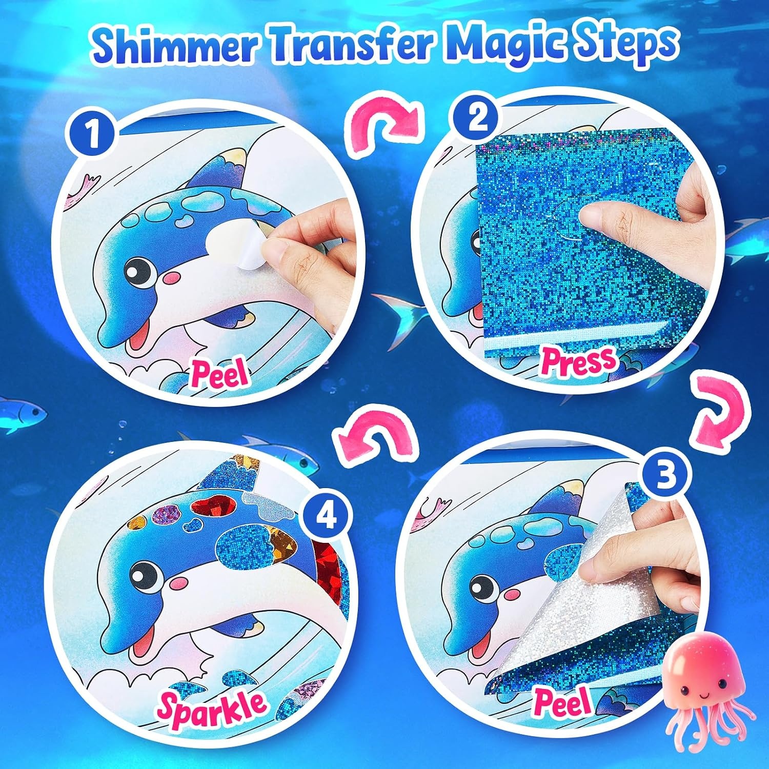 JoyCat Paint with Water Coloring Books & Shimmer Art (Fairy)(Sea Blue)