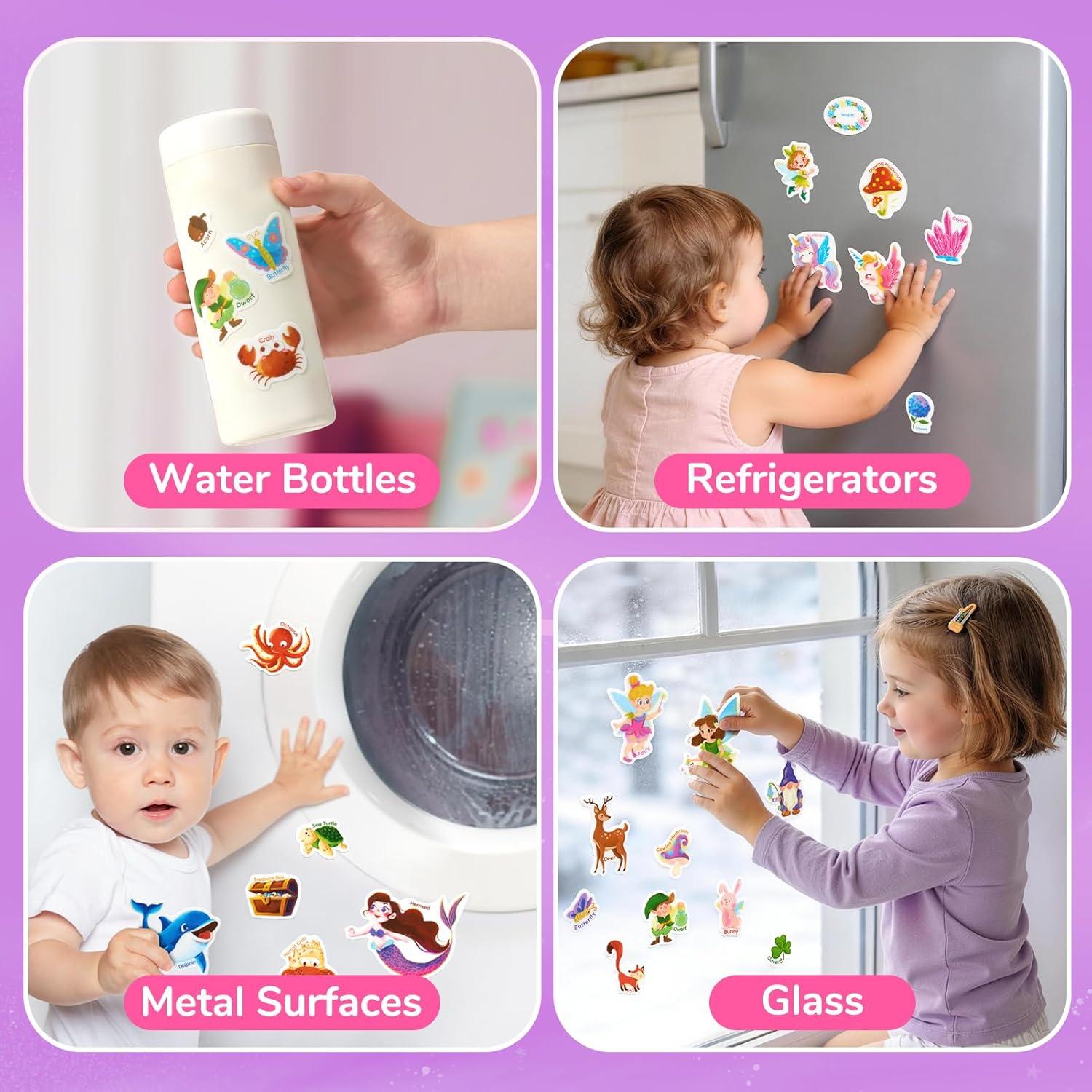 JoyCat Reusable Sticker Book Set (3-Pack): Unicorn, Fairies, Mermaid – 90 Pcs Stickers for Toddlers, Kids Sticker Activity Book, Road Trip Travel Toys, Party Favors, Birthday Gifts for Baby Girls(3-Pack: Unicorn  Fairies  Mermaid)