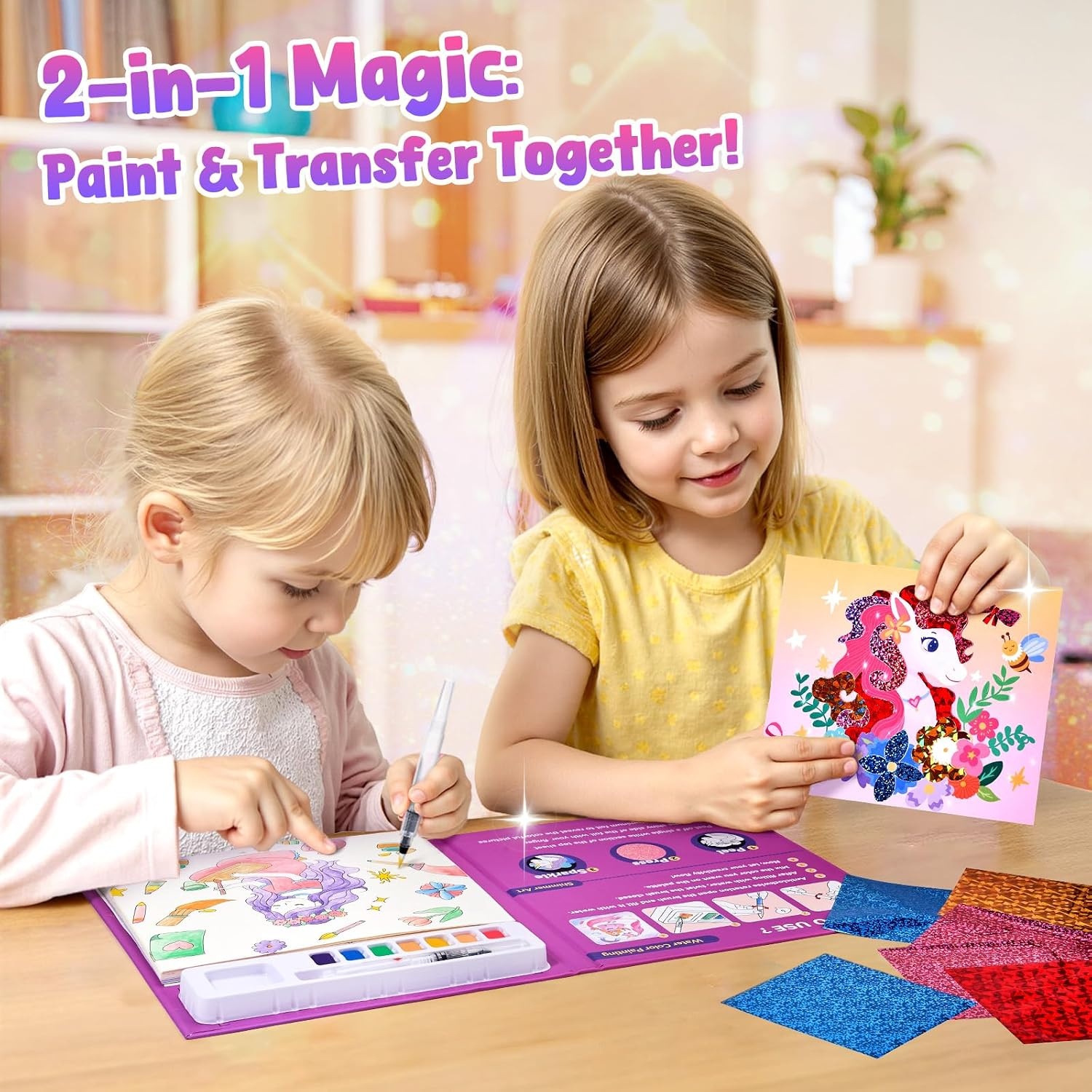 JoyCat Paint with Water Coloring Books & Shimmer Art (Fairy)(Rose Red-2)