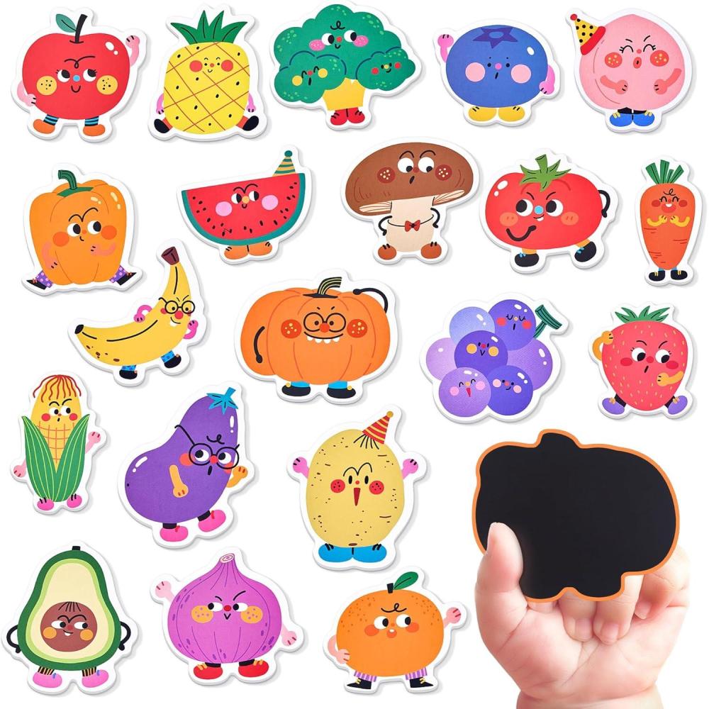 JoyCat Wooden Fridge Magnets for Toddlers – 10 Cute Zoo Animals – Full Back Magnetic Toddler Magnets, Large Refrigerator Baby Toys, Fun Educational Learning Gifts for Preschool Kids Ages 2+(Fruit & Vegetable)