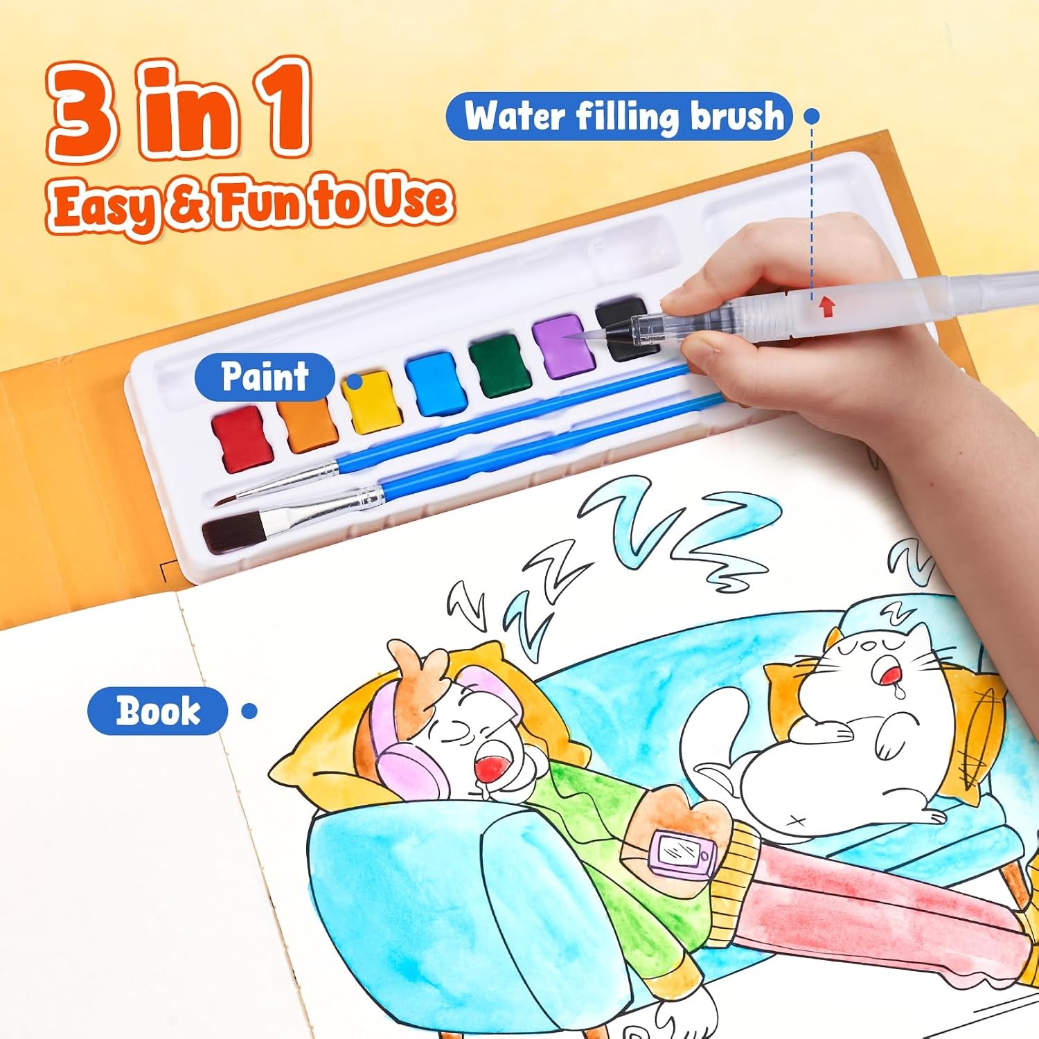 JoyCat Paint with Water Coloring Books for Toddlers (Bugs & Blossoms)(Comics)