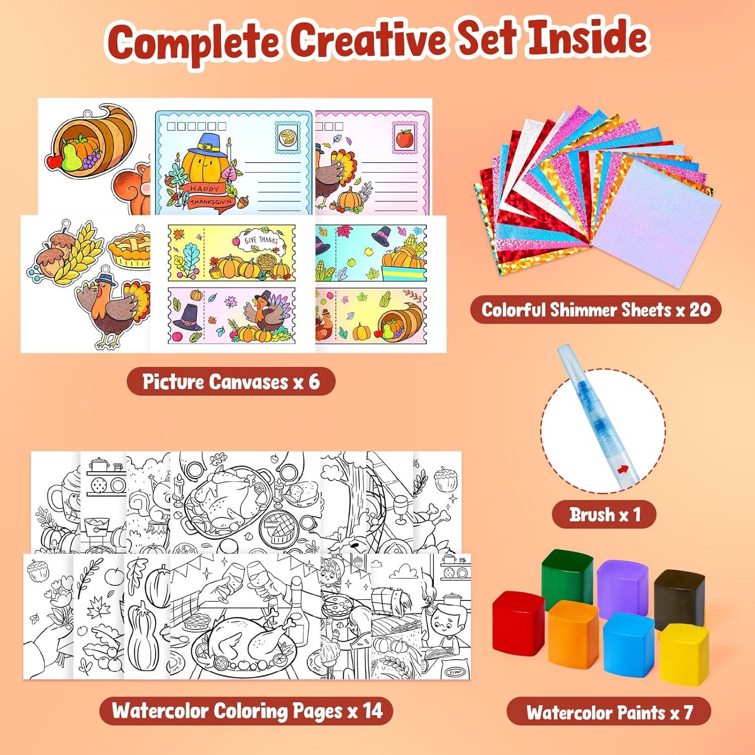 JoyCat Paint with Water Coloring Books, Art & Craft Activity, No Mess Art for Kids Ages 4-8, Craft Kits & Supplies, DIY Creative Activity, Gifts for Girls & Boys (Christmas)(Thanksgiving)