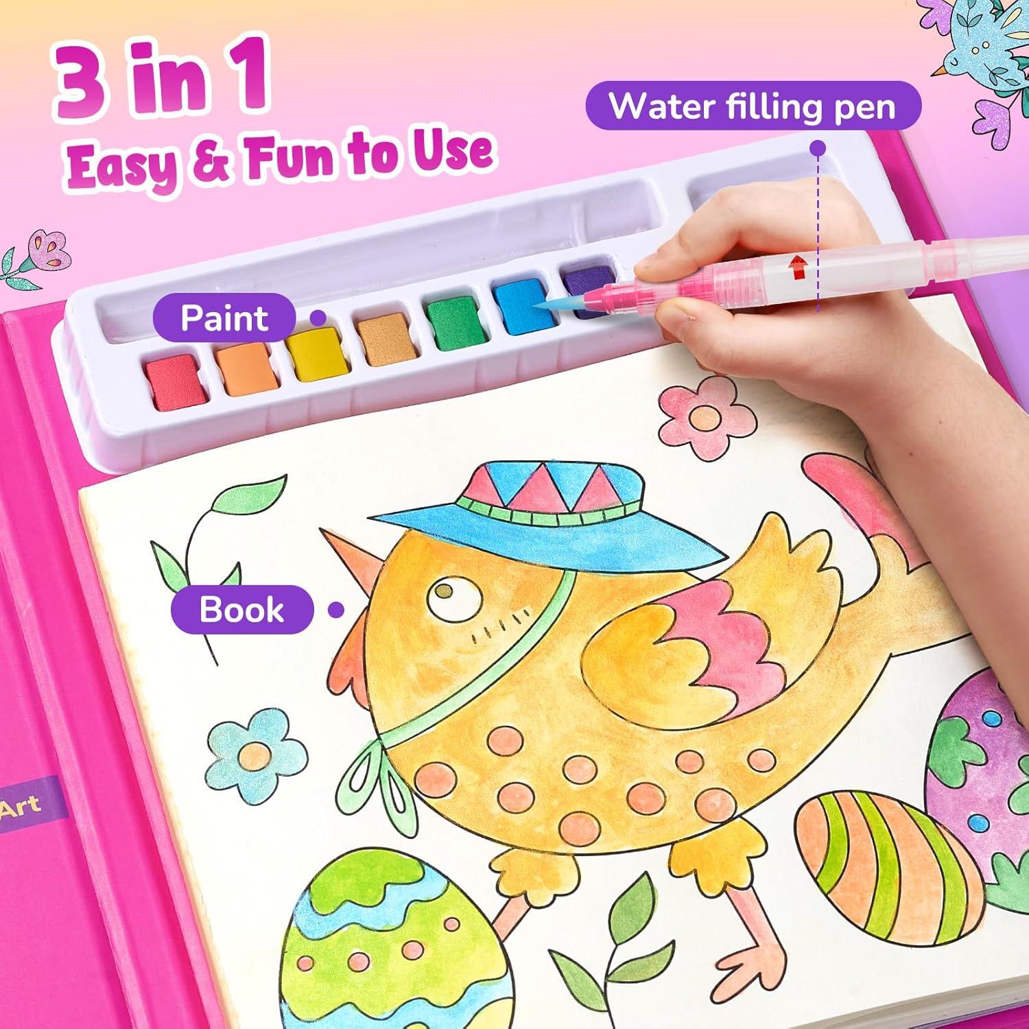 JoyCat Paint with Water Coloring Books, Art & Craft Activity, No Mess Art for Kids Ages 4-8, Craft Kits & Supplies, DIY Creative Activity, Gifts for Girls & Boys (Ocean Princess)(Easter)