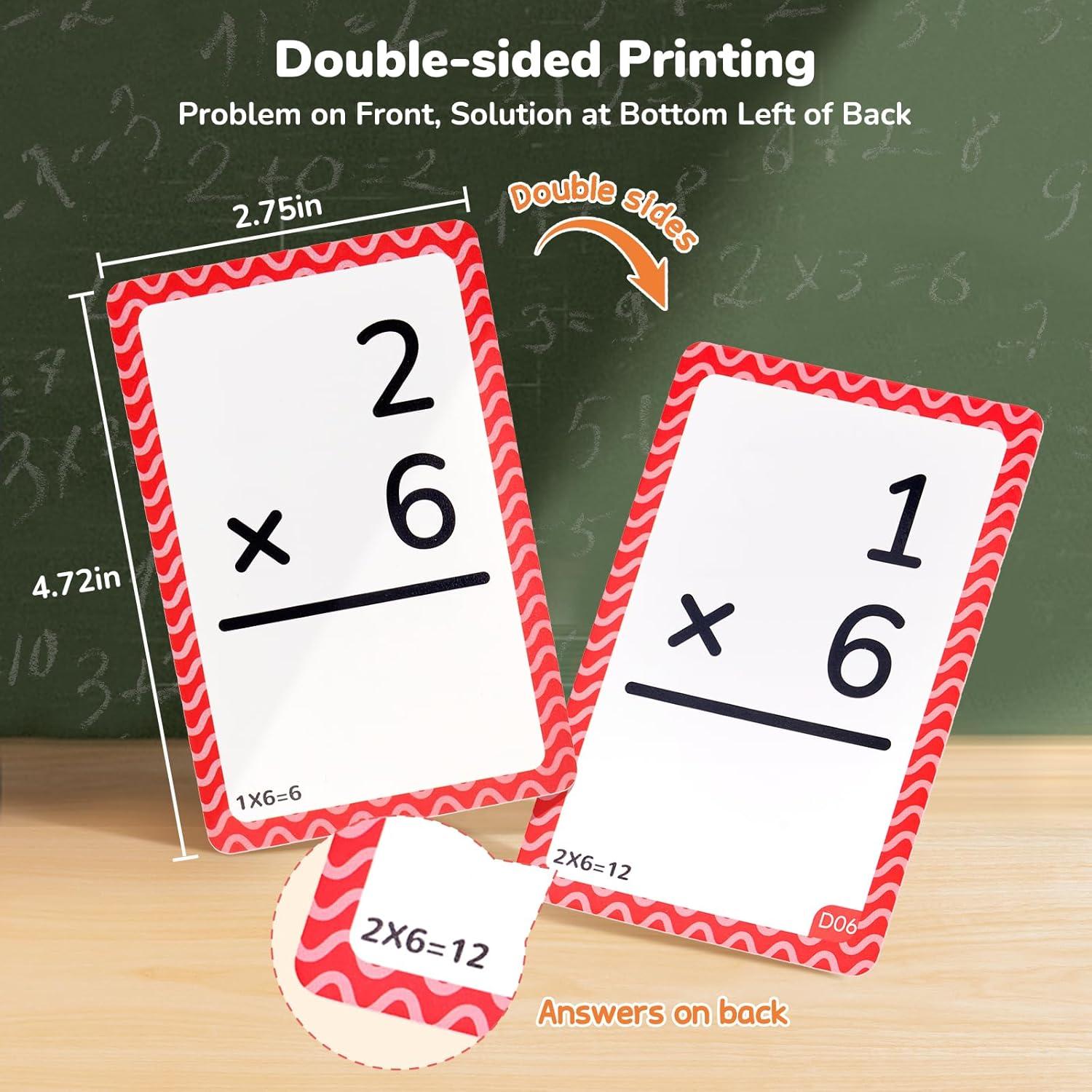 JoyCat 288 Math Flash Cards Set of 4- Multiplication, Division, Addition and Subtraction Flashcards for Kids 1st 2nd 3rd 4th 5th Grade or Kindergarten Homeschool Supplies(Math Flash Cards)