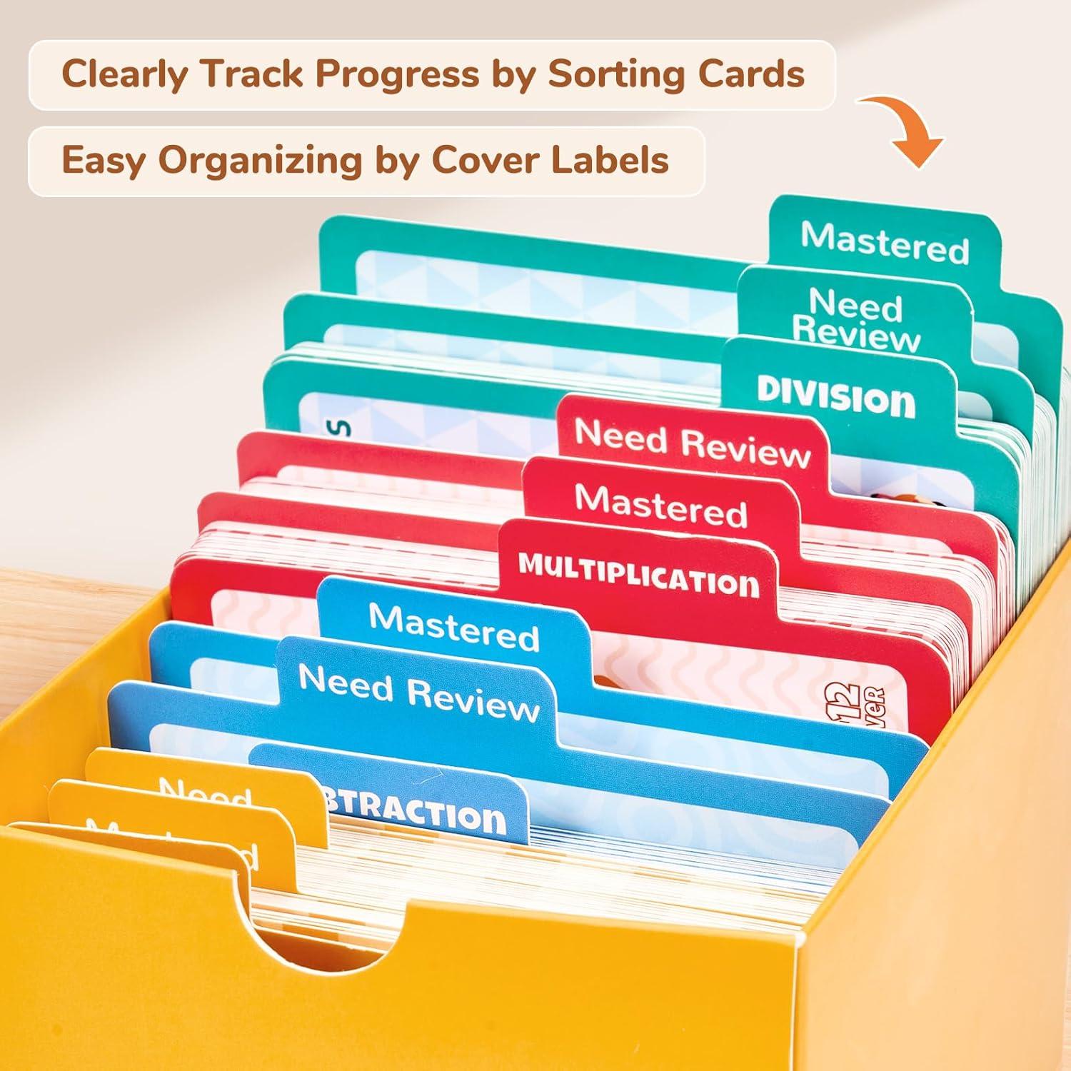 JoyCat 288 Math Flash Cards Set of 4- Multiplication, Division, Addition and Subtraction Flashcards for Kids 1st 2nd 3rd 4th 5th Grade or Kindergarten Homeschool Supplies(Math Flash Cards)