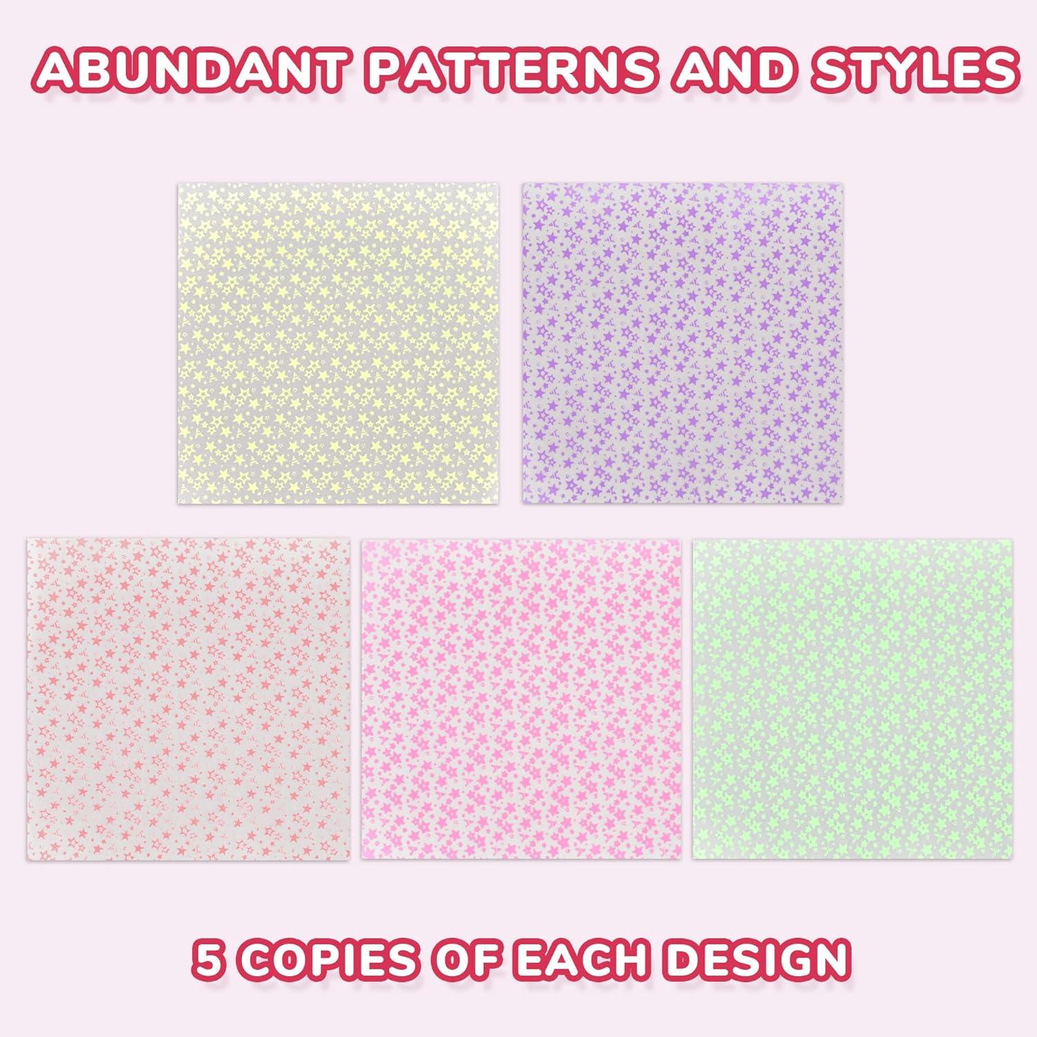 Dreamy Fantasy Origami Paper – 50 Sheets 6×6 Inches – Double-Sided Ethereal Patterns for Magic, Mythical & Celestial Crafts – for Adults, Kids & Artists, Ideal for Scrapbooking.(Light-Colored Luminous)