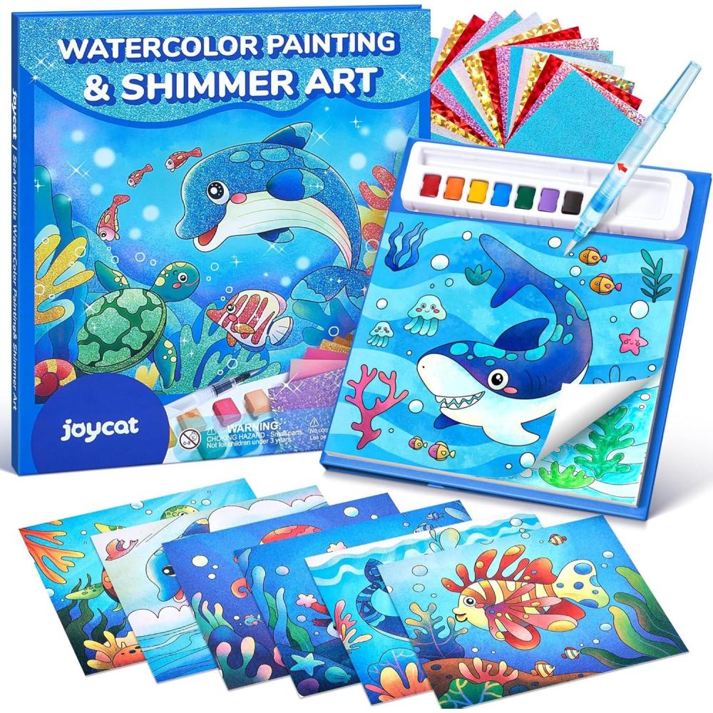 JoyCat Paint with Water Coloring Books, Art & Craft Activity, No Mess Art for Kids Ages 4-8, Craft Kits & Supplies, DIY Creative Activity, Gifts for Girls & Boys (Christmas)(Sea Animals)